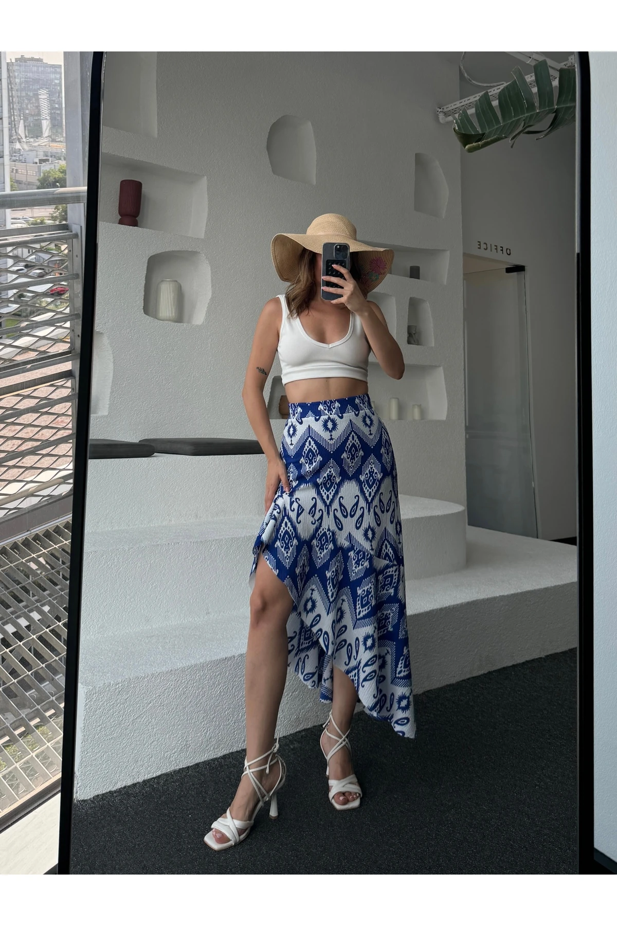 Desenli Asimetrik Bürümcük Etek