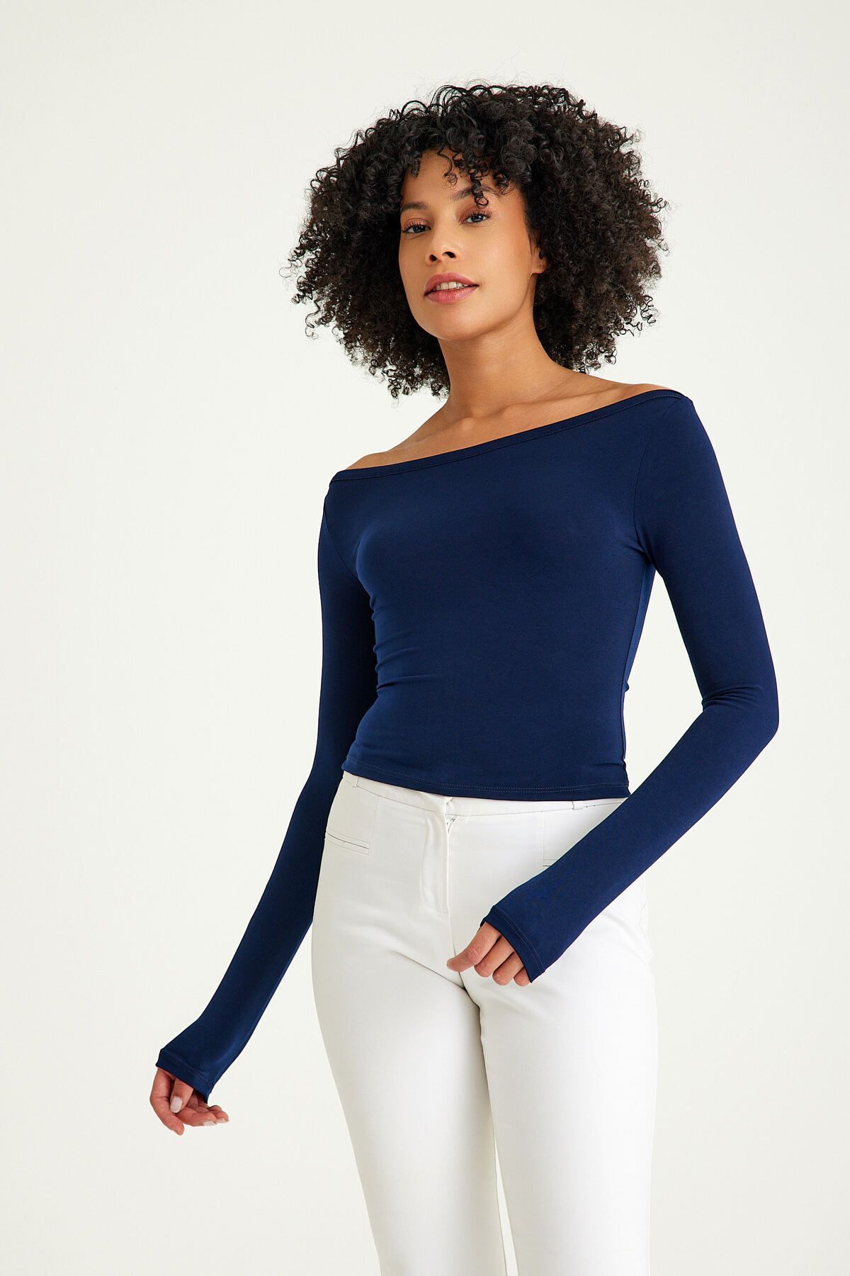 Mh Kayık Yaka Lacivert Body