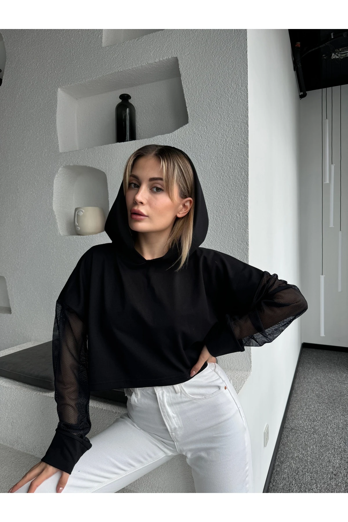 Mh File Deyalı Siyah Sweatshirt