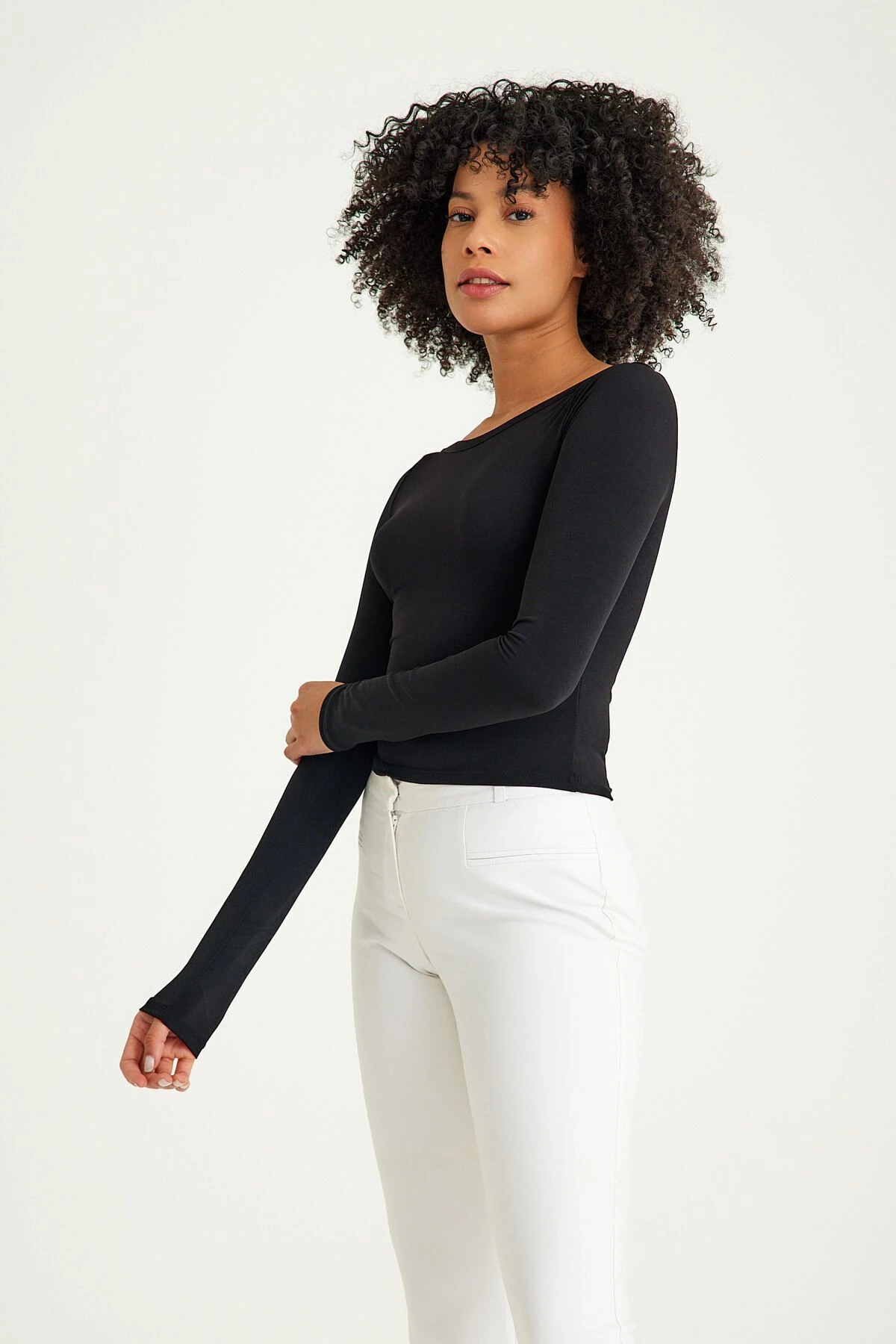 Mh Kayık Yaka Siyah Body