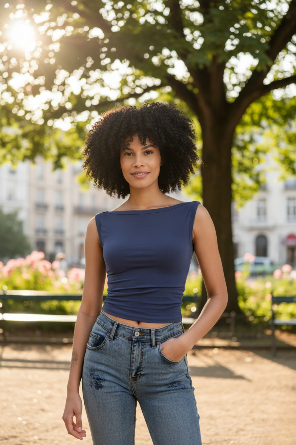 Kadın Bluz Kayık Yaka Sıfır Kol Crop Top