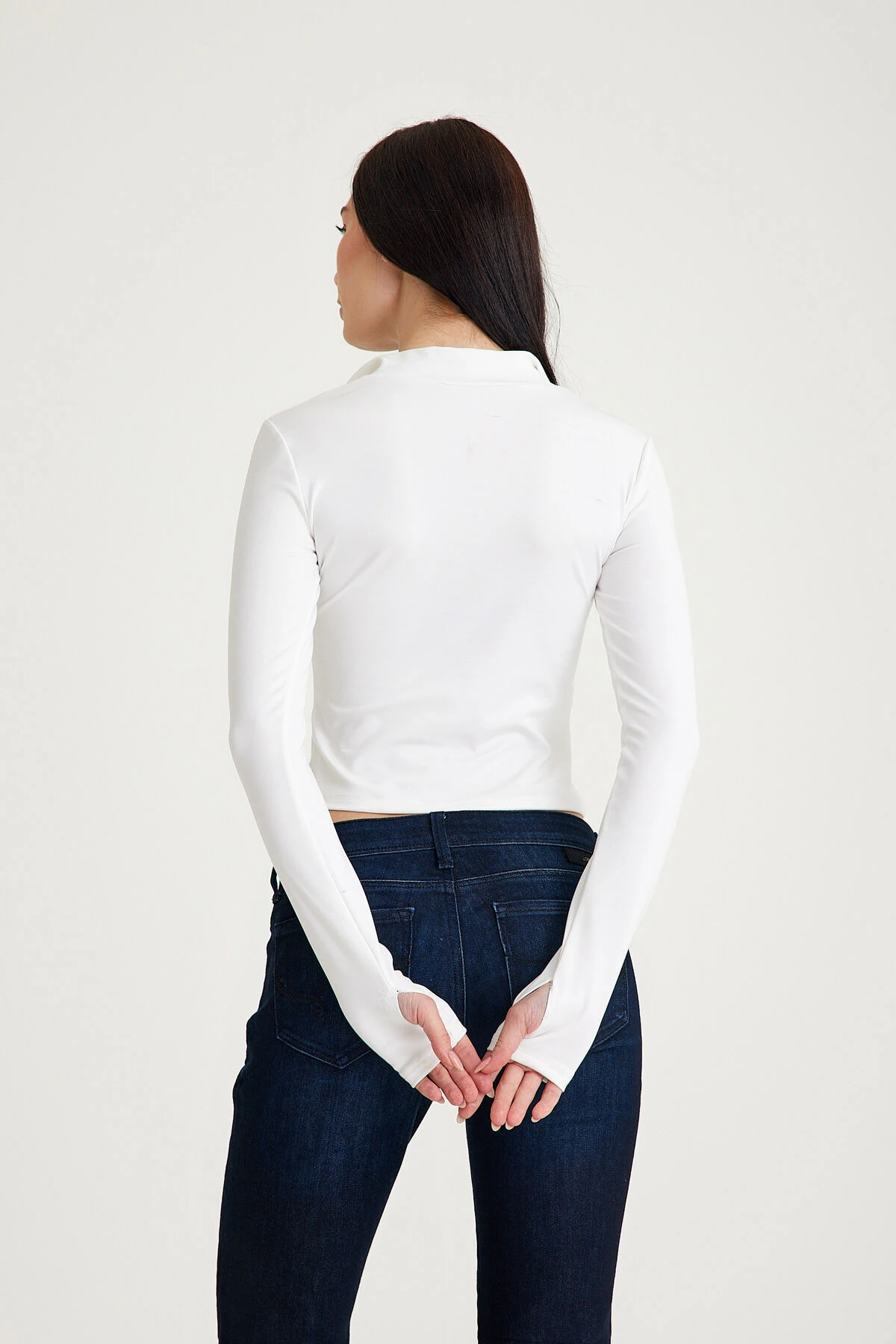 Mh Yarım Fermuarlı Dik Yaka Crop
