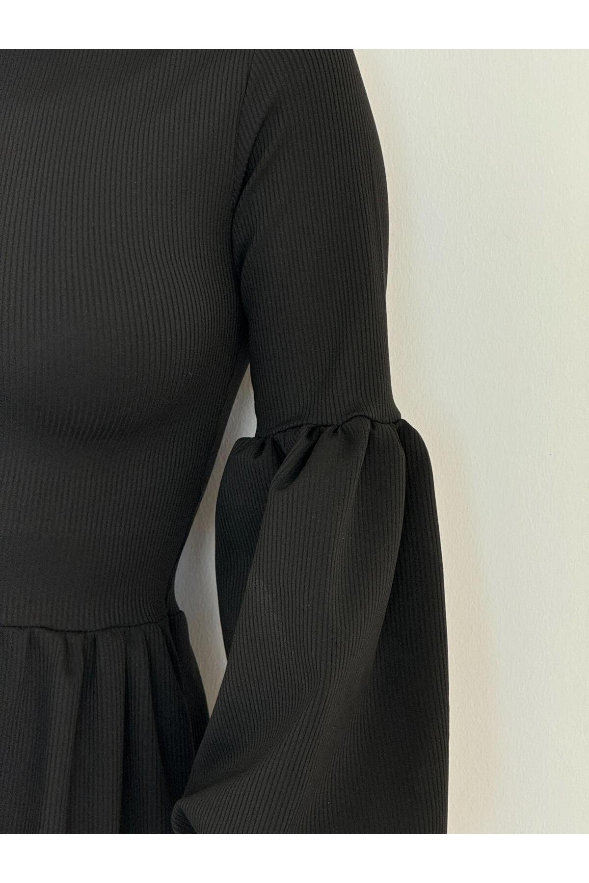 BALIKÇI YAKA VOLENLİ ELBİSE