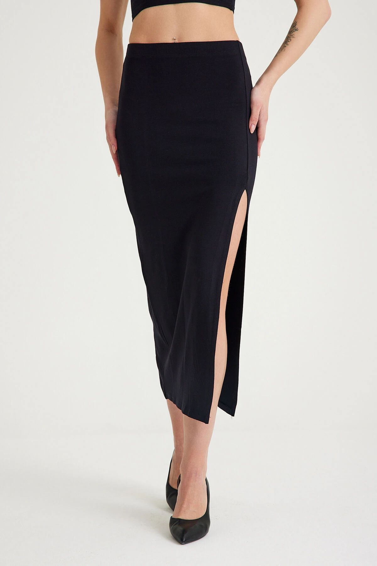 Mh Classy Derin Yırtmaçlı Etek