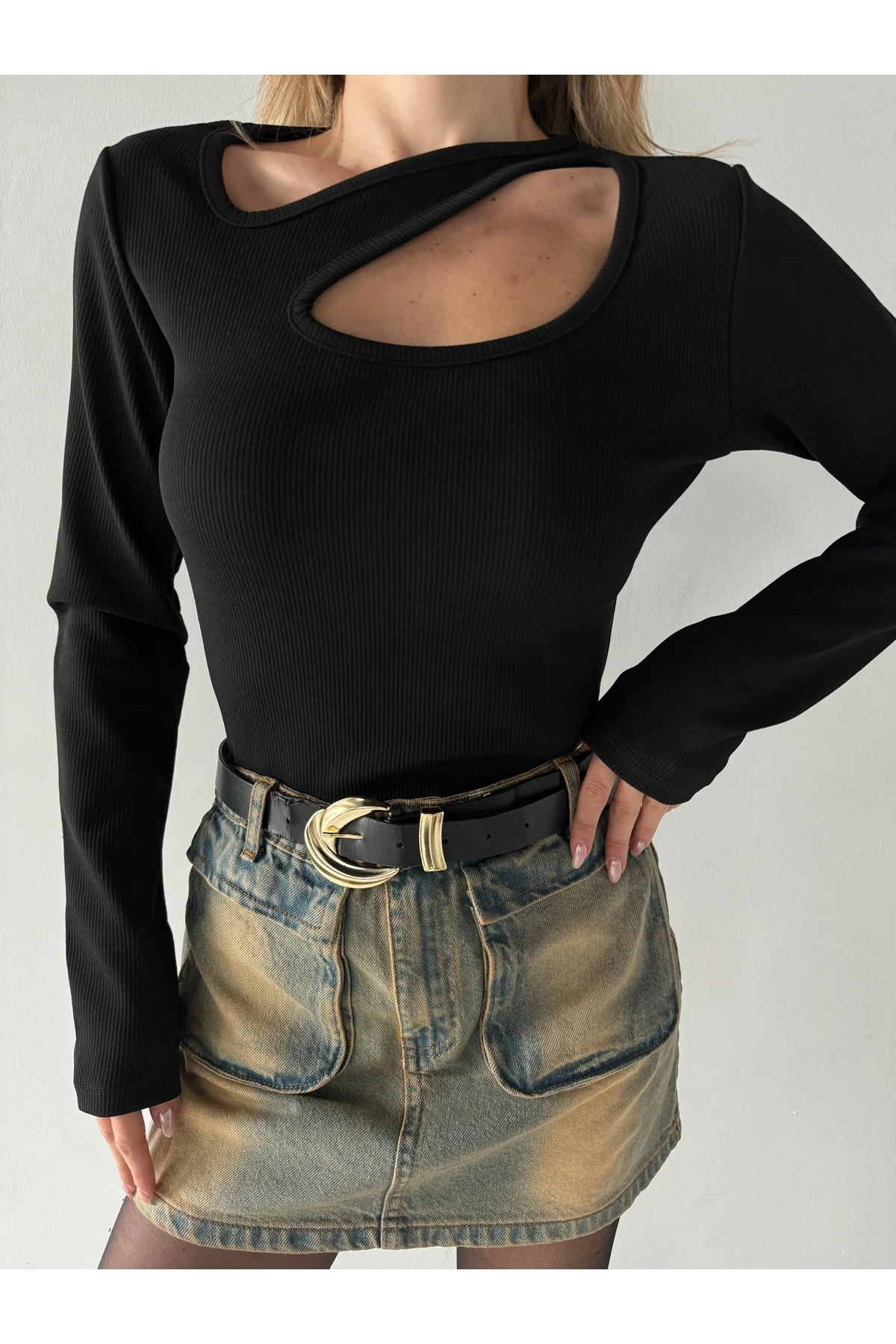 Mh Damla Yaka Siyah Body