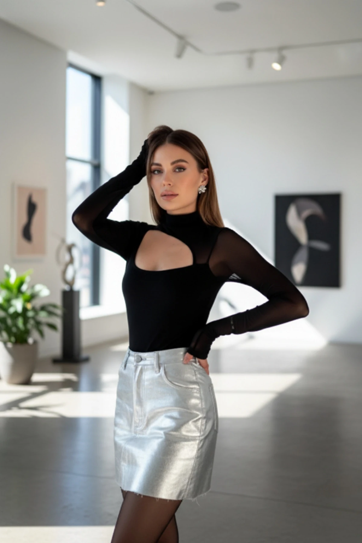 TÜL DETAYLI TEK OMUZ BLUZ