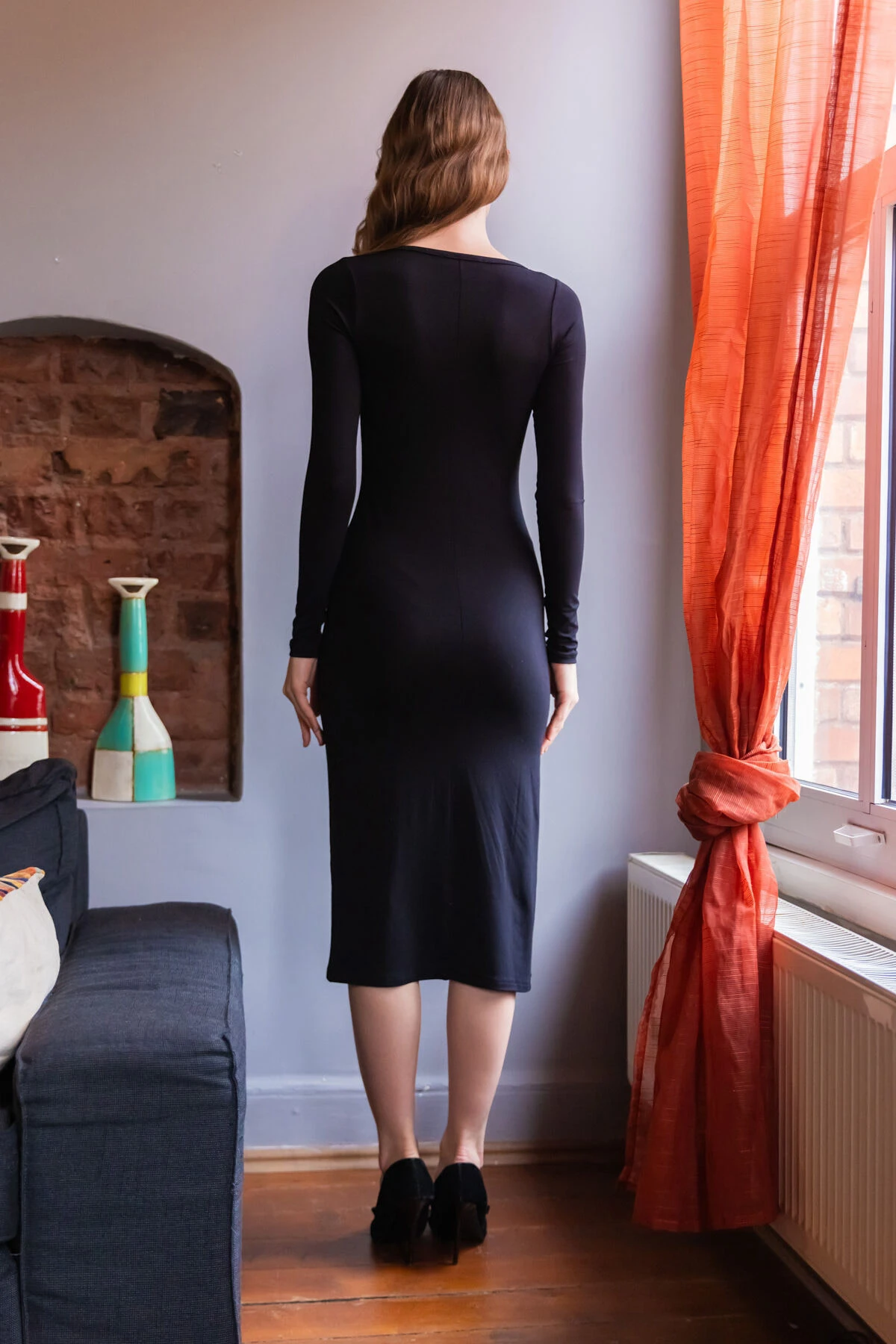 Mh Kısa Kollu U Yaka Yırtmaç Detaylı Elbise