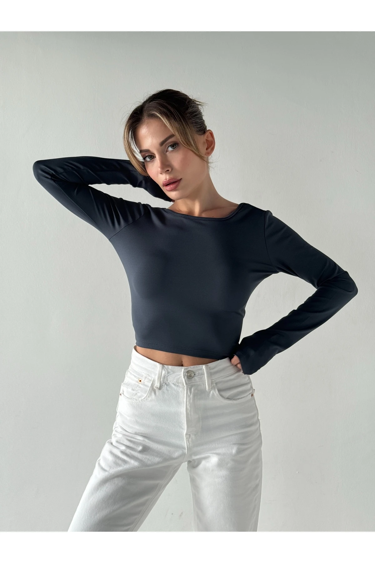 Mh Sırt Dekolteli Antrasit Body