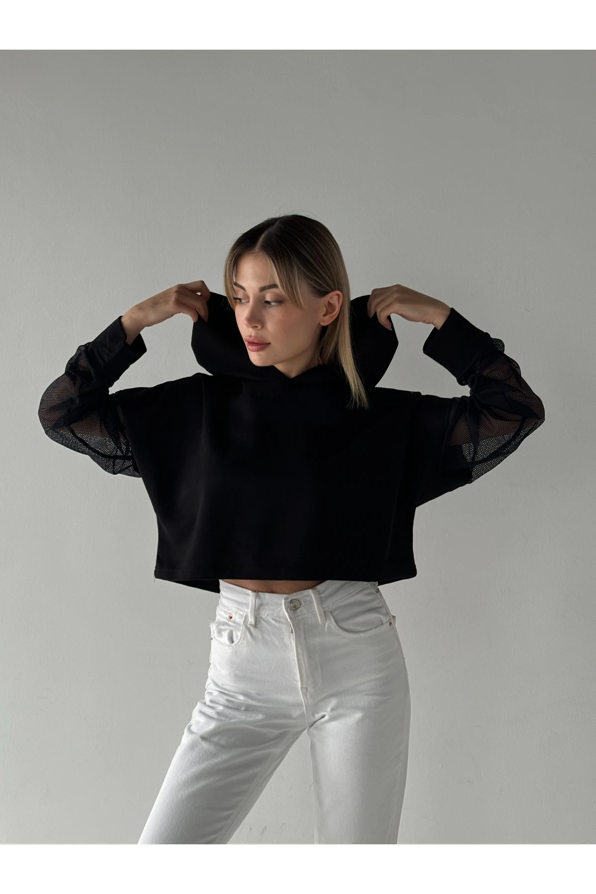 Mh File Deyalı Siyah Sweatshirt