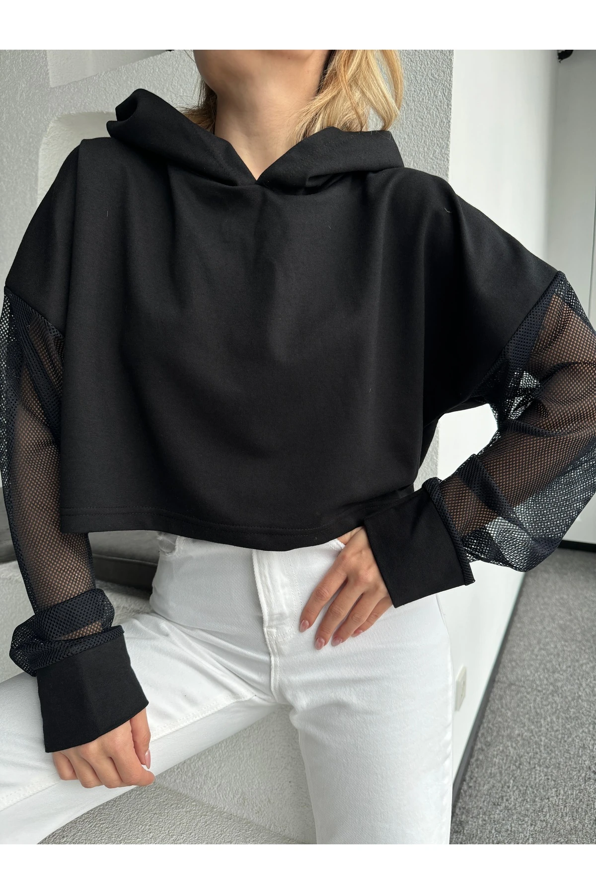 Mh File Deyalı Siyah Sweatshirt