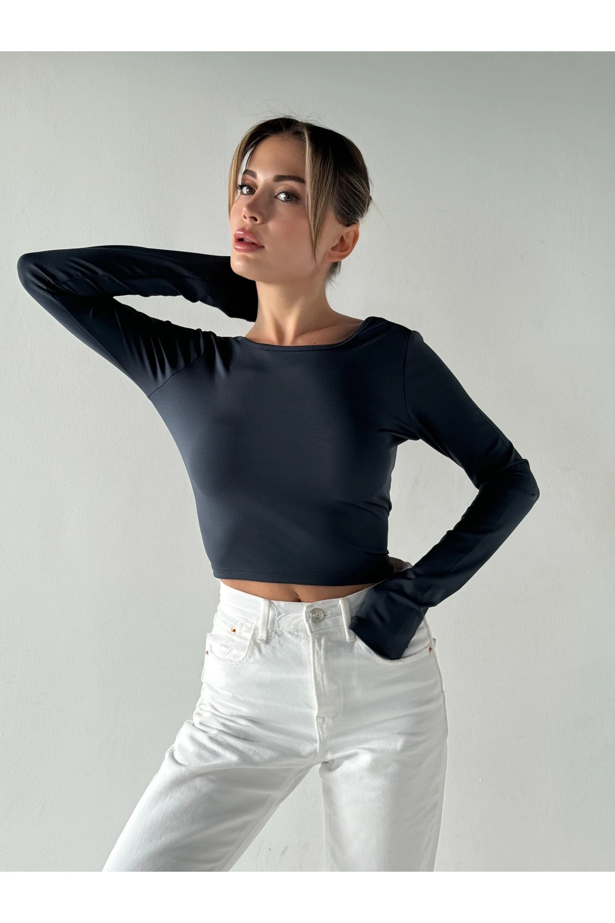 Mh Sırt Dekolteli Antrasit Body