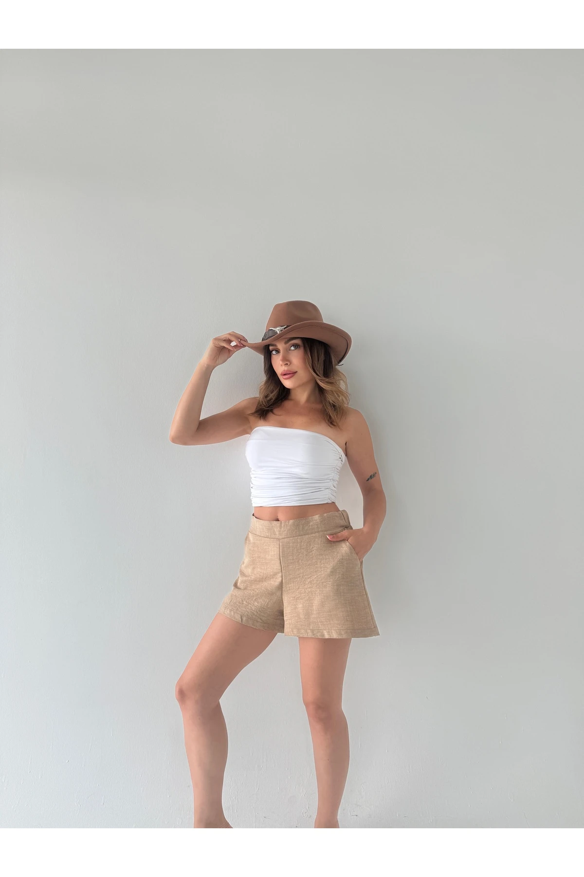 Keten Cepli Yazlık Şort