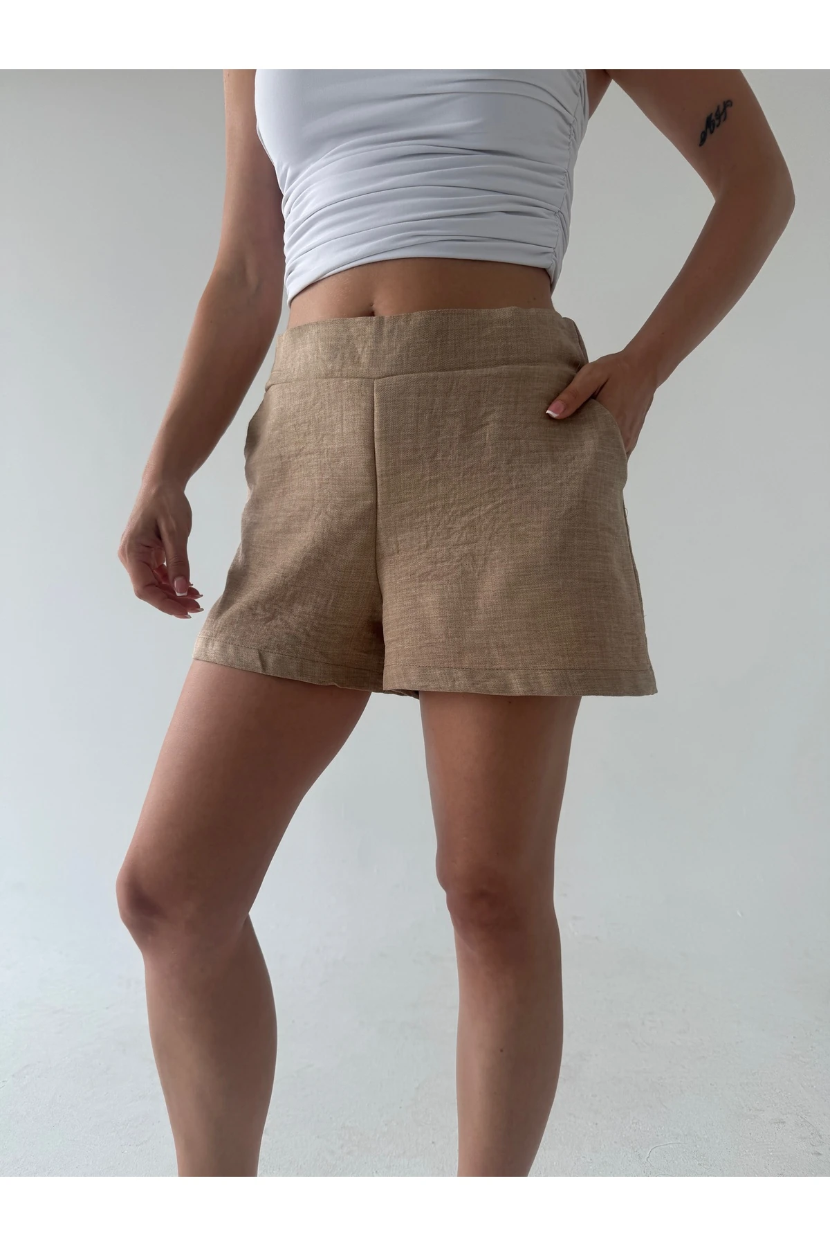 Keten Cepli Yazlık Şort