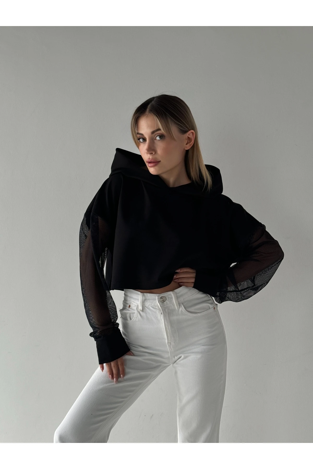 Mh File Deyalı Siyah Sweatshirt