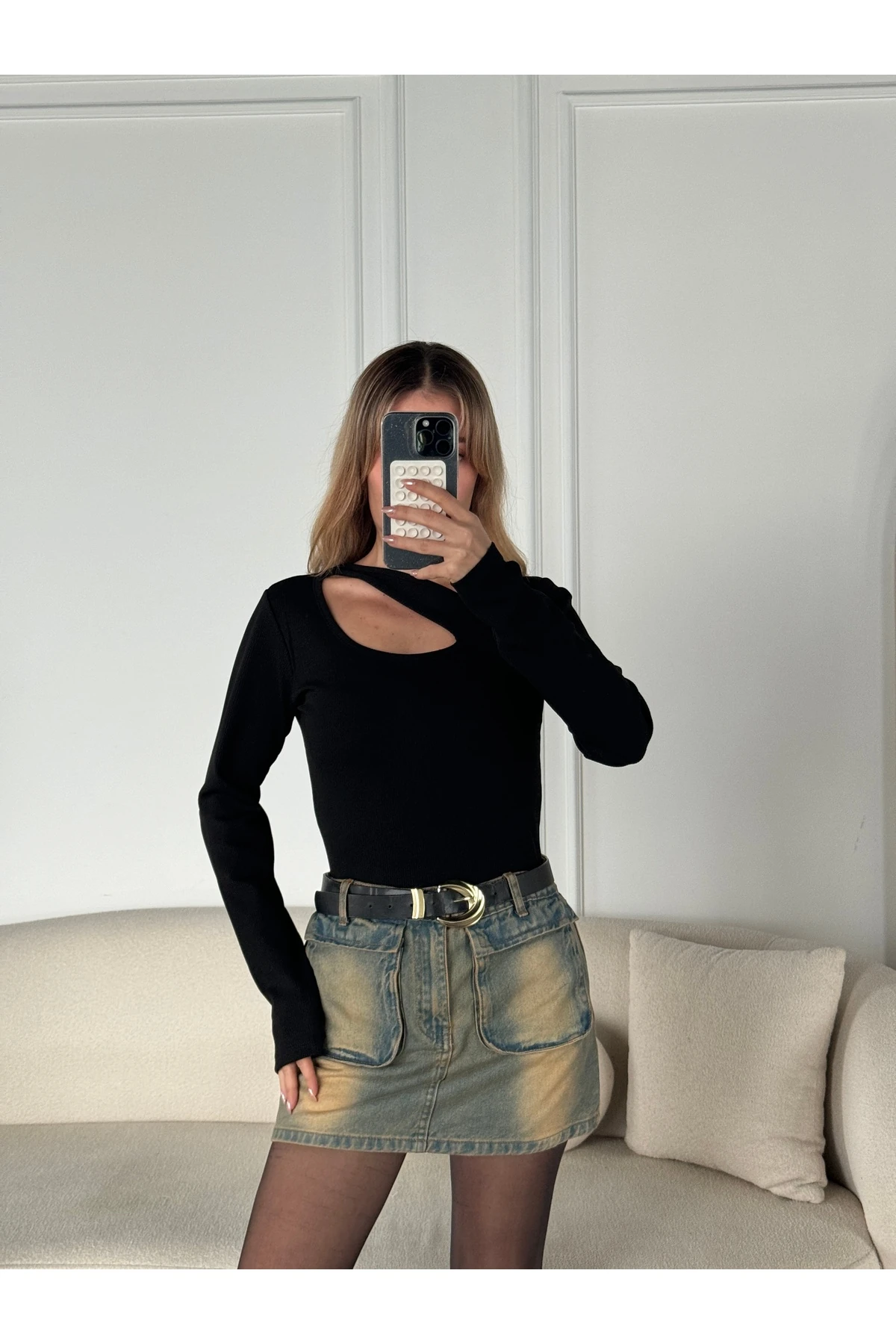 Mh Damla Yaka Siyah Body