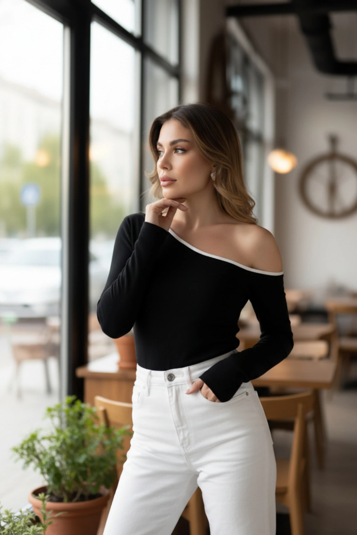 BİYELİ TEK OMUZ PENYE BLUZ