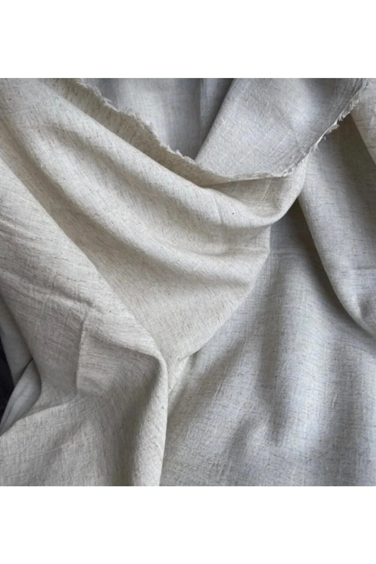 Pamuk Keten Kumaş Parçası (50x230 cm) - Bej - Tek Ebat