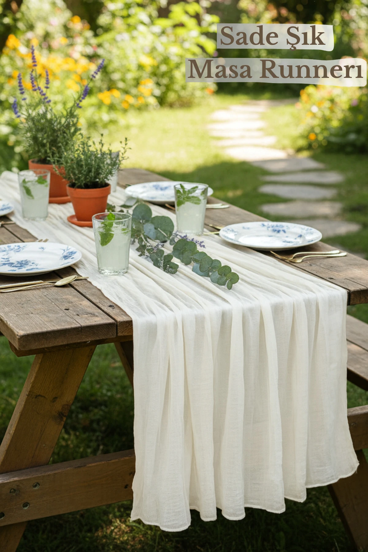 Püsküllü Bohem Runner Masa Örtüsü (%100 Pamuk) - Beyaz - 90 x 200