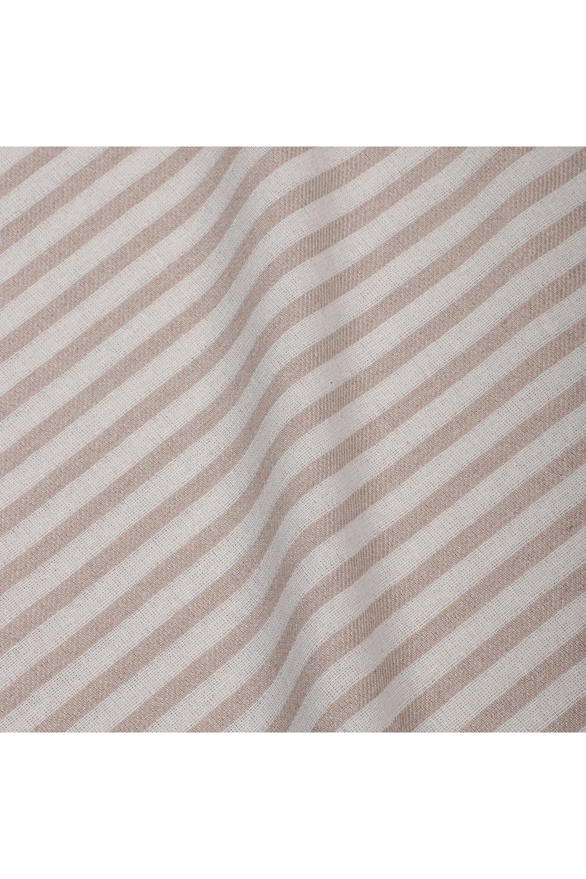 Yıkanmış Sütlü Kahve Çizgili Keten - Sütlü kahve - 100 x 230