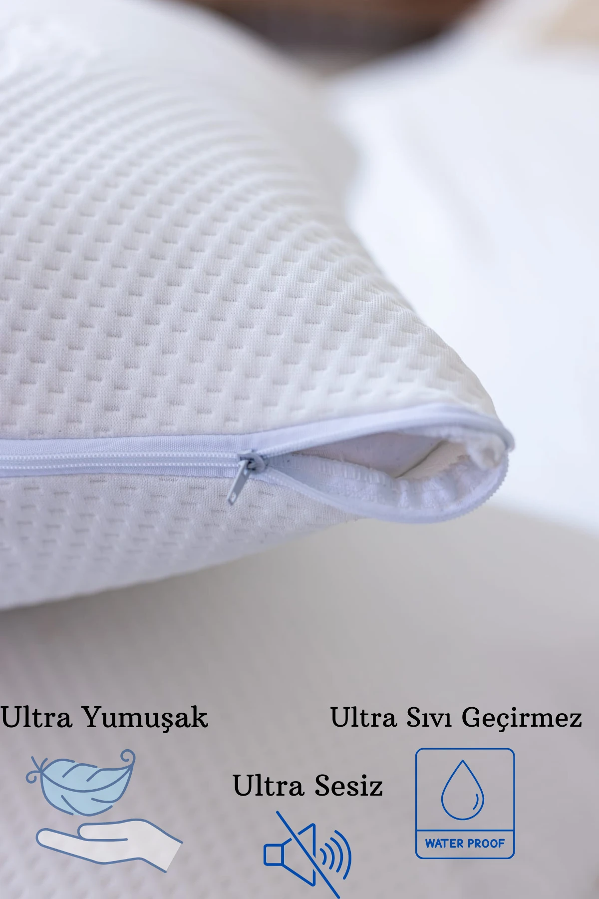 Sıvı Geçirmez Fitted Yatak Alezi (Ultra Yumuşak) - Beyaz - 100 x 200