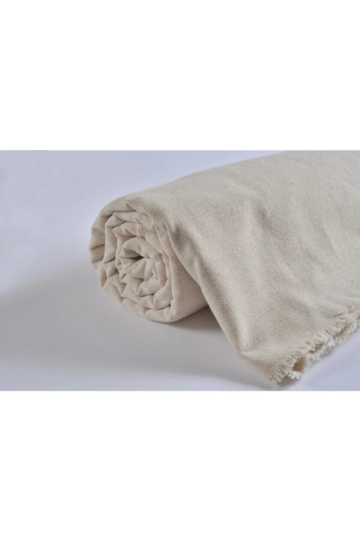 Doğal Keten Pamuk Kumaş - Beyaz - 100 x 220