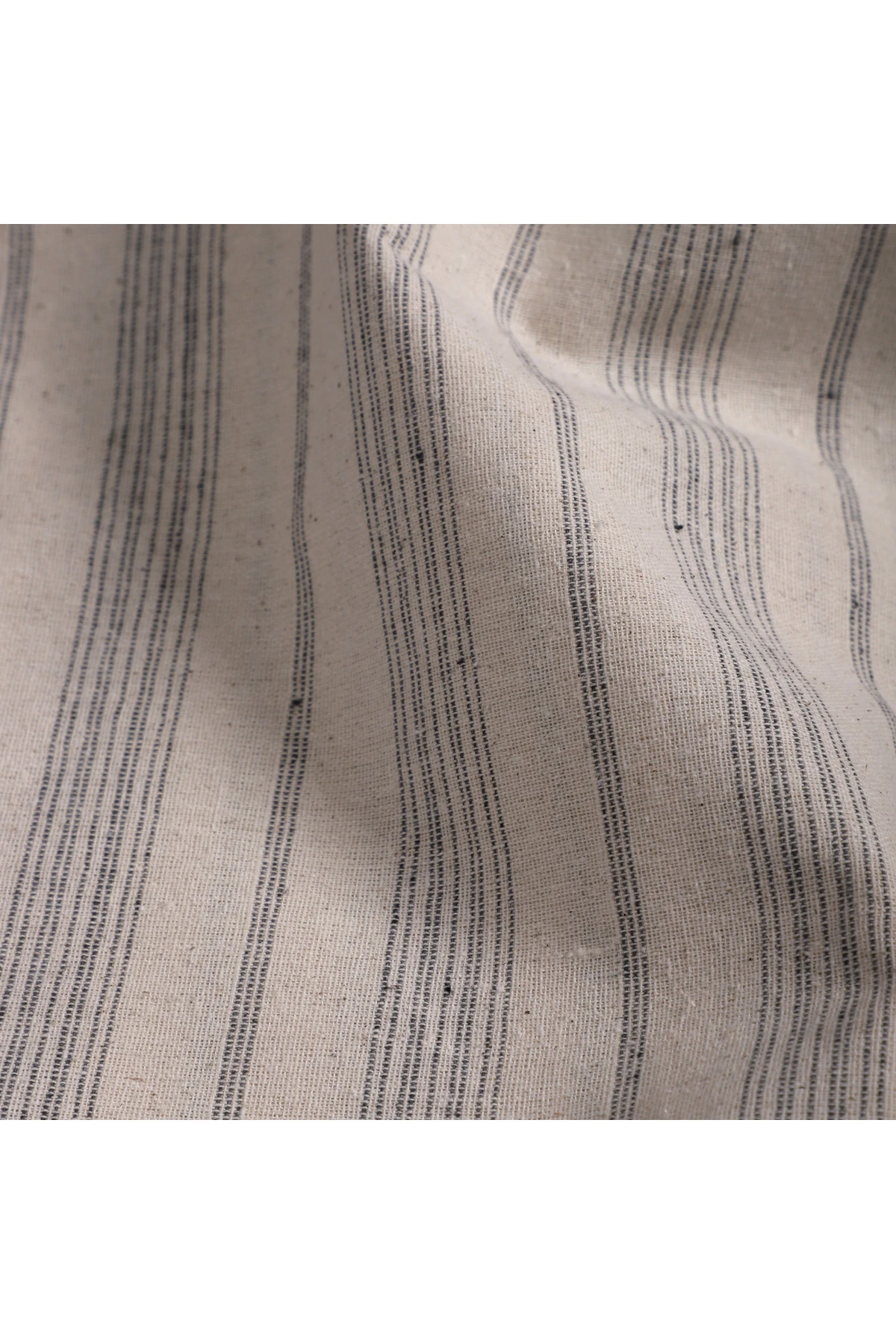 Çizgili Keten Kumaş - Gri - Gri - 100 x 230