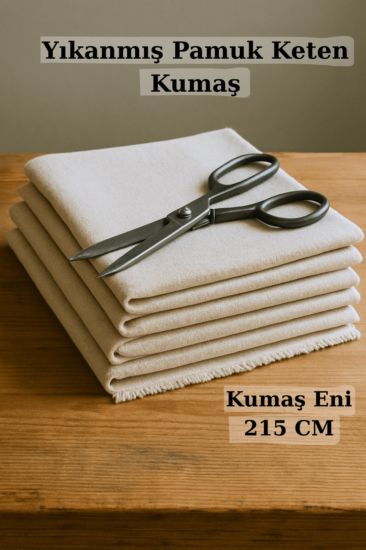 Doğal Yıkanmış Pamuk Keten Kumaş Geniş Enli 215 Cm