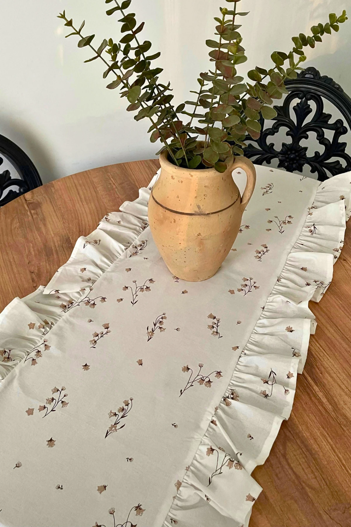 Fırfırlı Lale Desenli Runner - Bej - 40 x 110