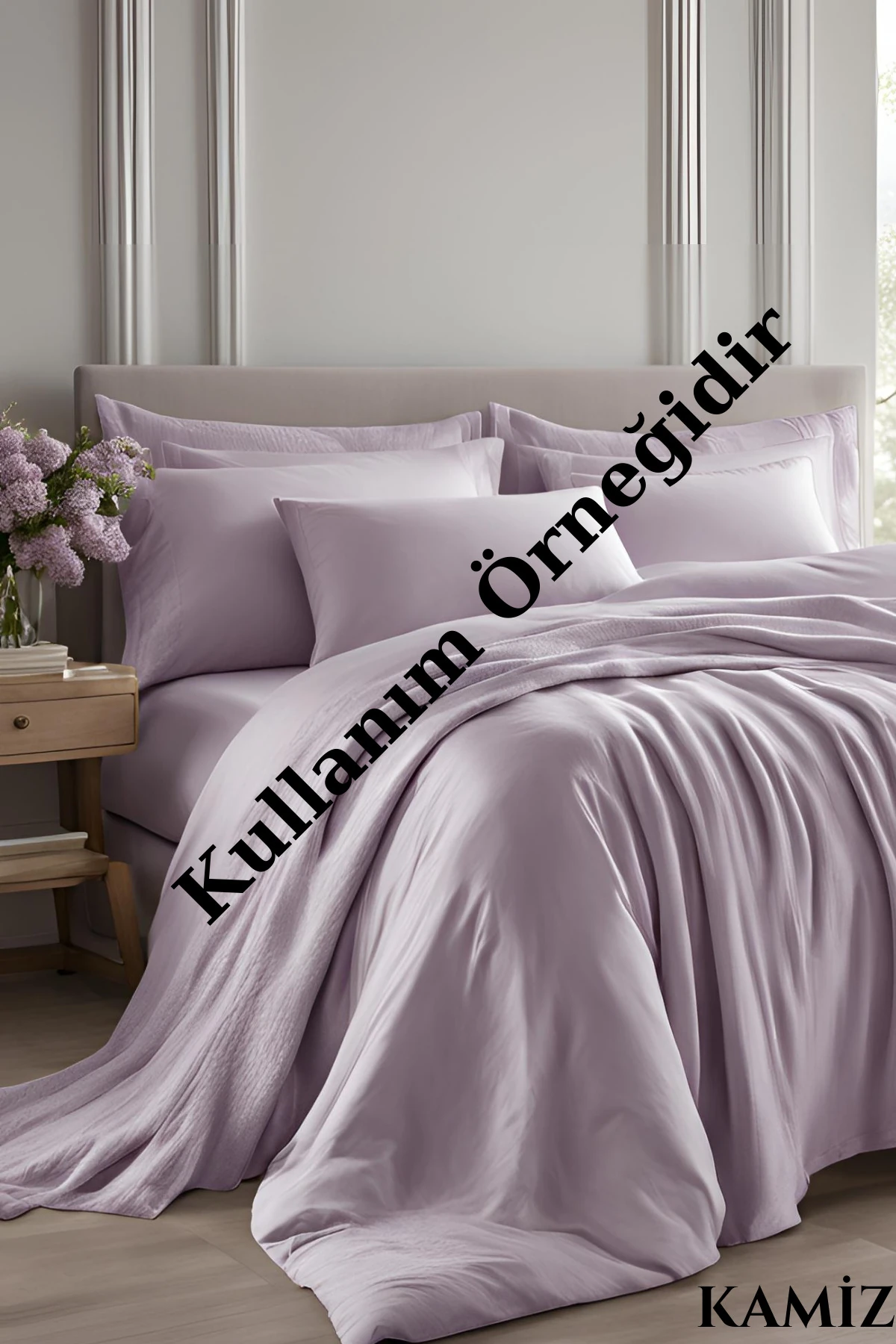 Pamuklu Yastık Kılıfı - 2 Adet - Lila - 50 x 70