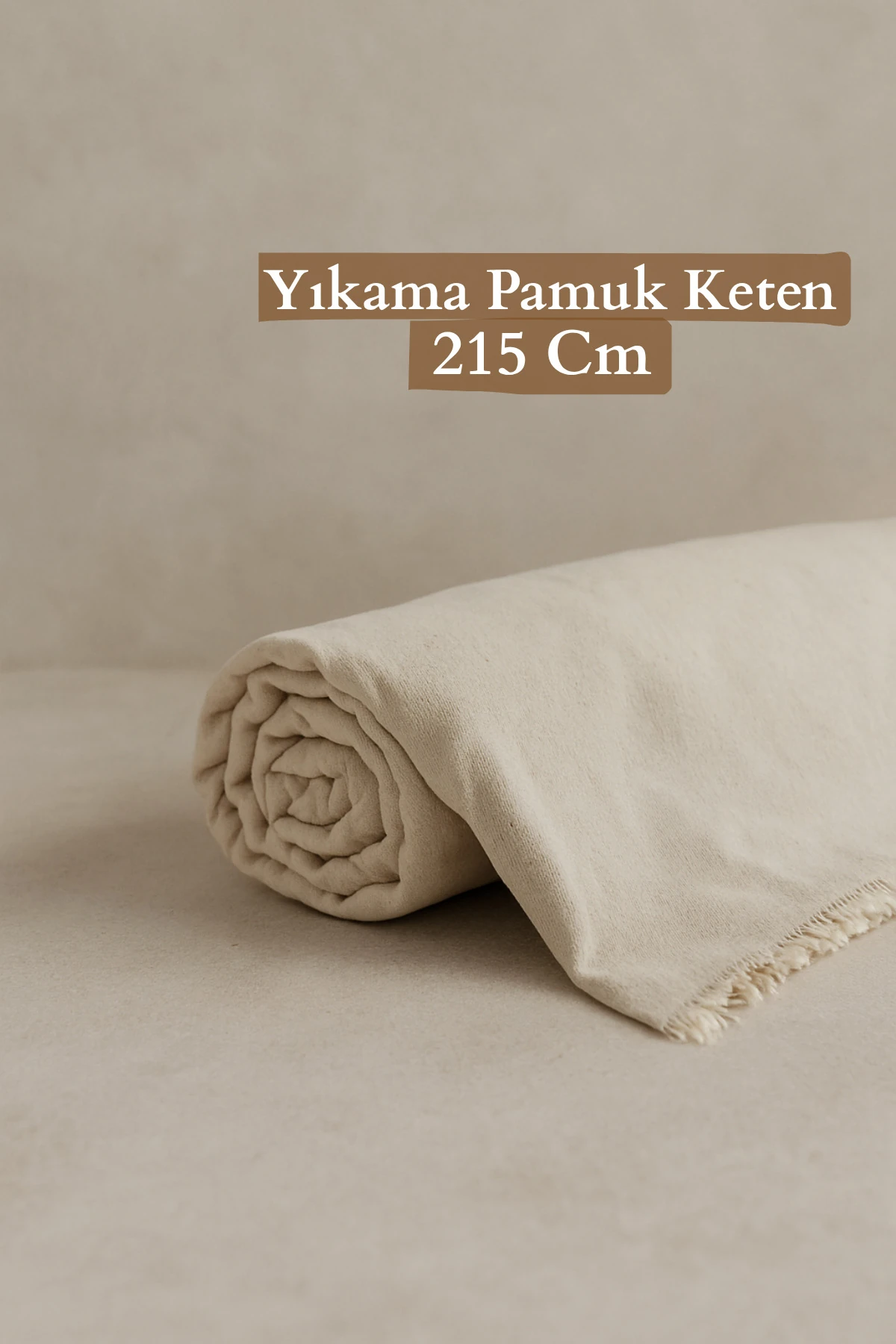 Yıkanmış Pamuk Keten Kumaş - Bej - 100 x 210