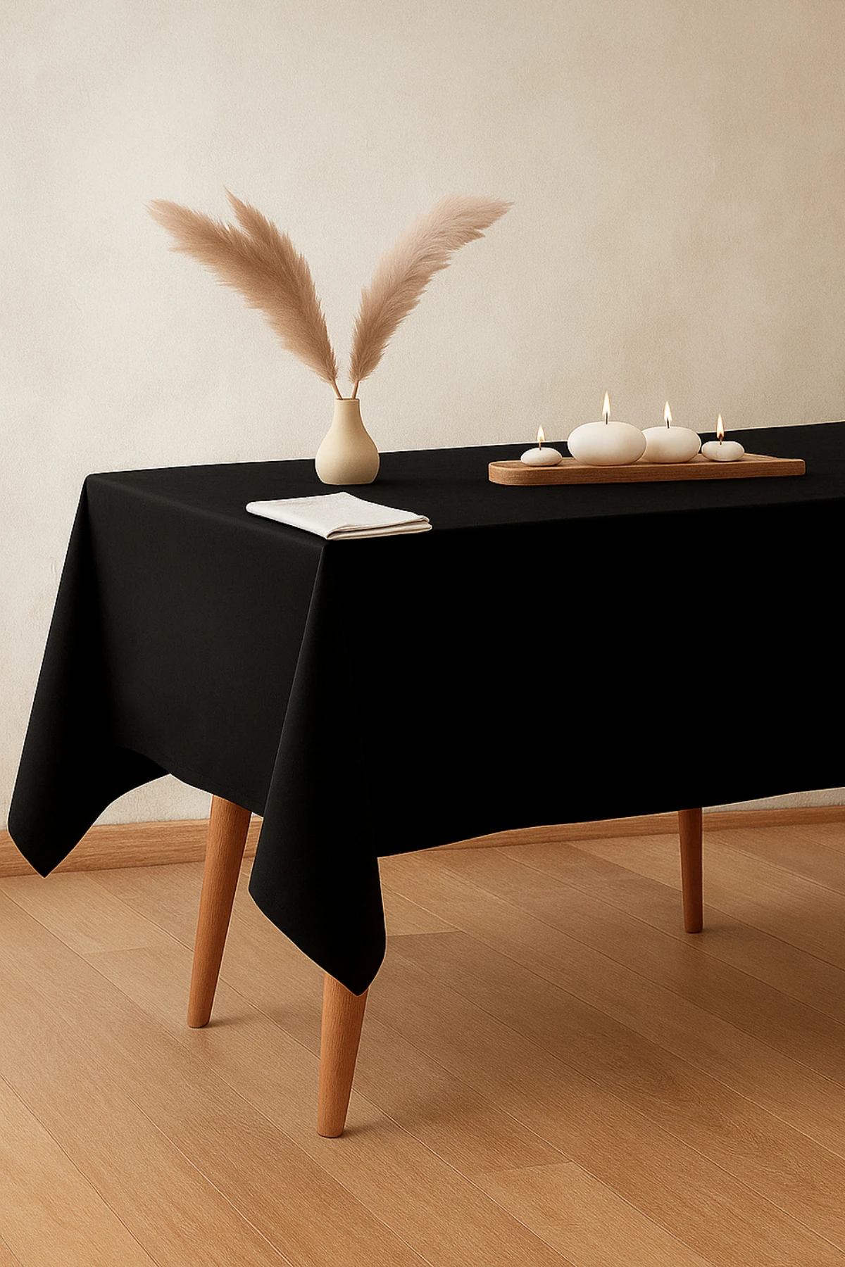 Leke Tutmaz "Dertsiz" Siyah Masa Örtüsü - Siyah - 140 x 220