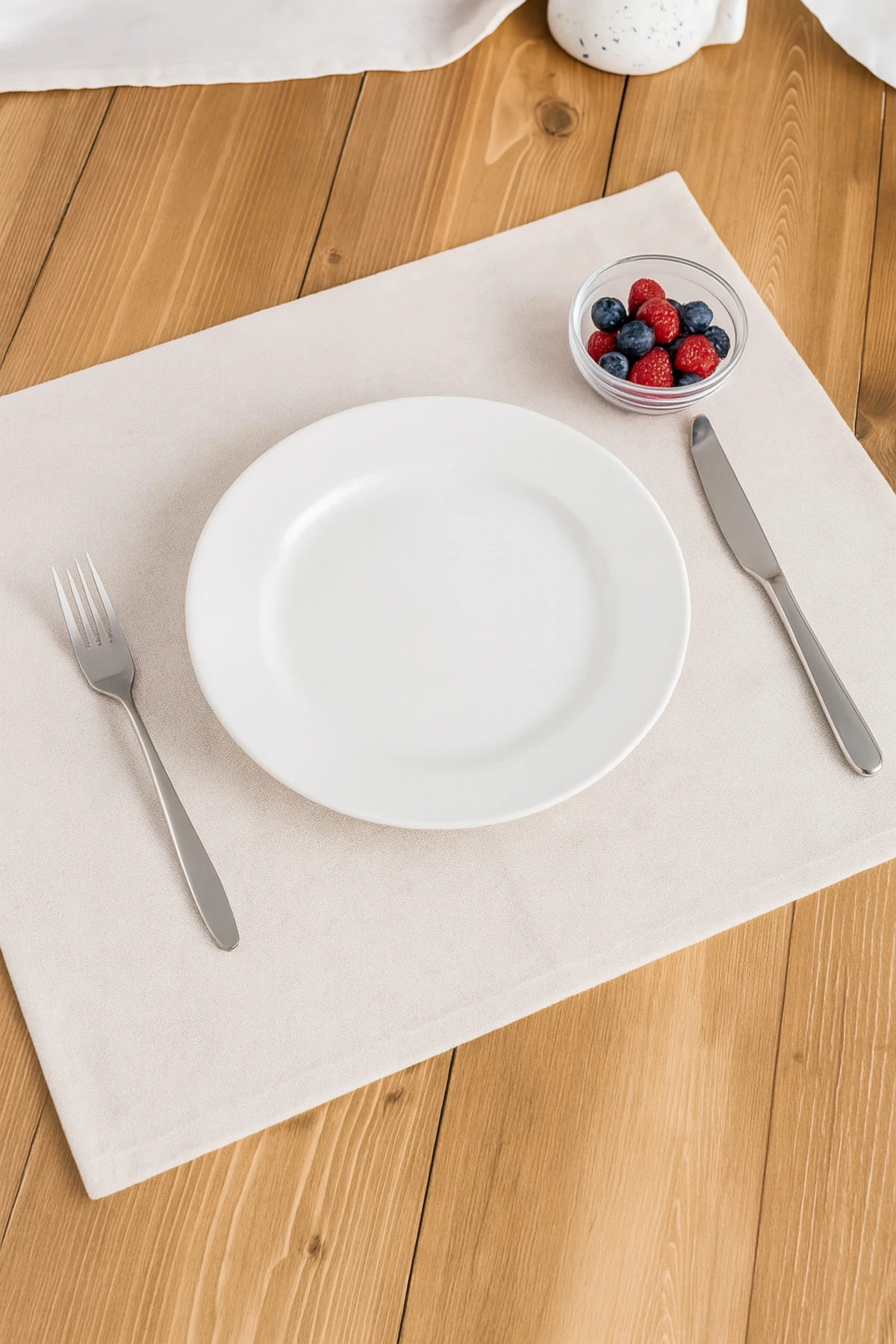 Doğal Pamuk Keten Amerikan Servis Seti (6'lı) - Doğal Bej - 35 x 45