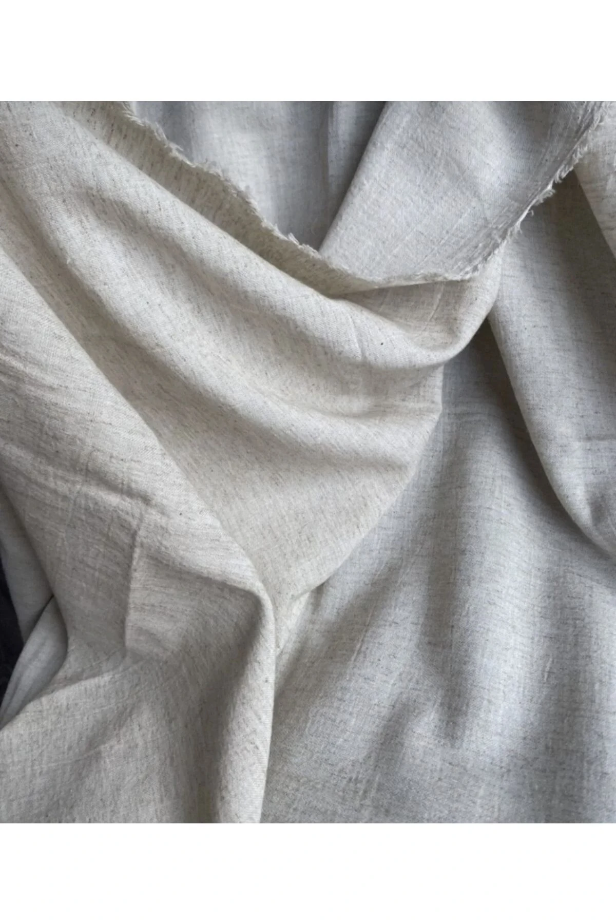 Yıkanmış Organik Keten Kumaş - Bej - 100 x 230