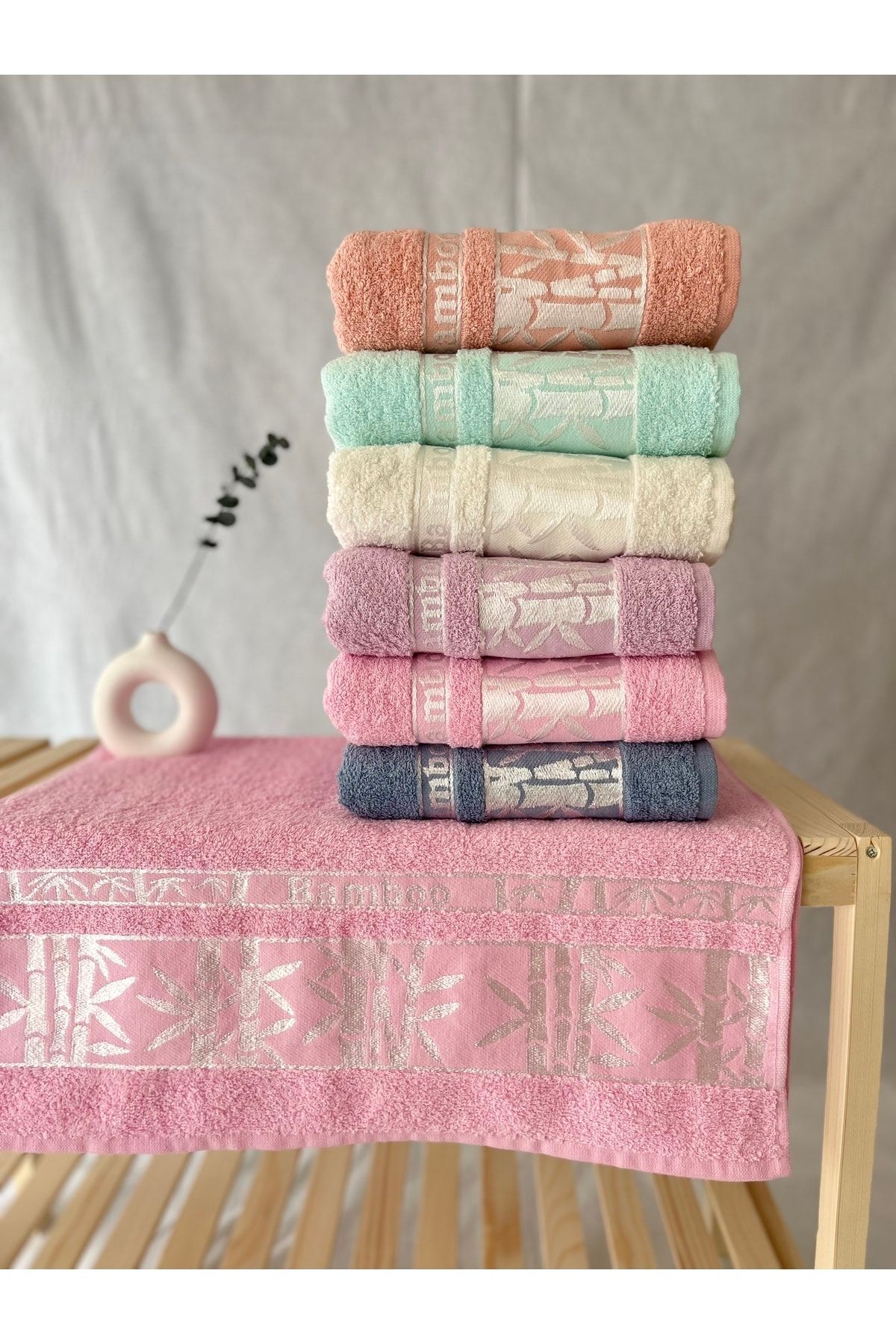 Bambu El & Yüz Havlu Seti - 6'lı - Çok Renkli - 50 x 90