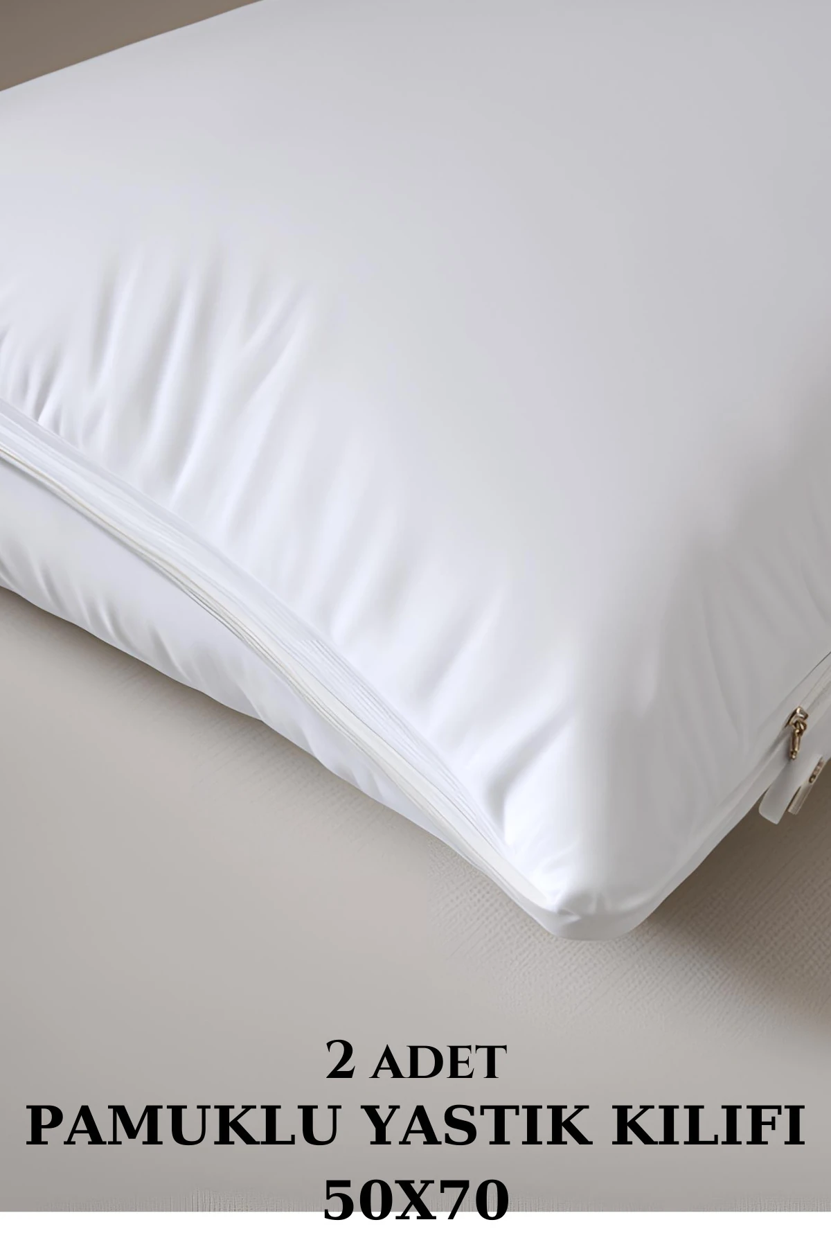Pamuklu Yastık Kılıfı - 2 Adet - Beyaz - 50 x 70