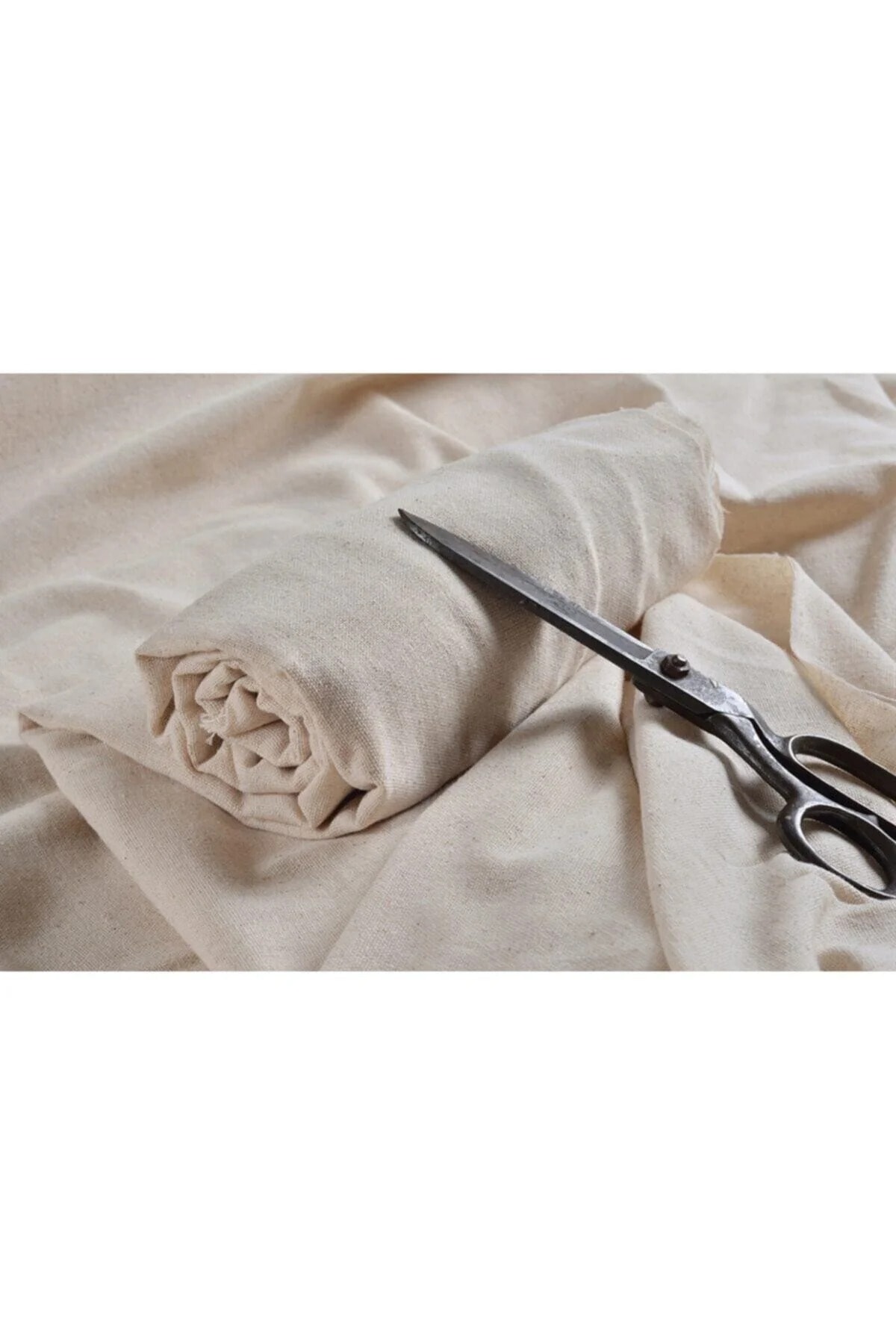 Doğal Keten Pamuk Kumaş - Beyaz - 100 x 220