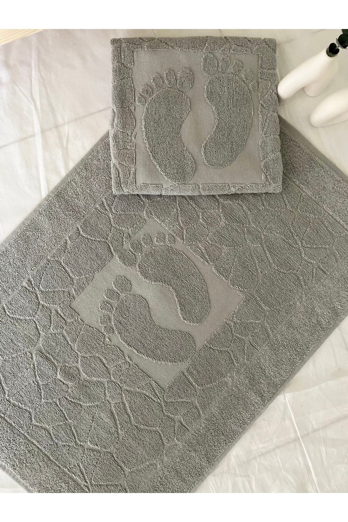 Pamuklu Banyo Paspası / Ayak Havlusu - Gri - 50 x 70