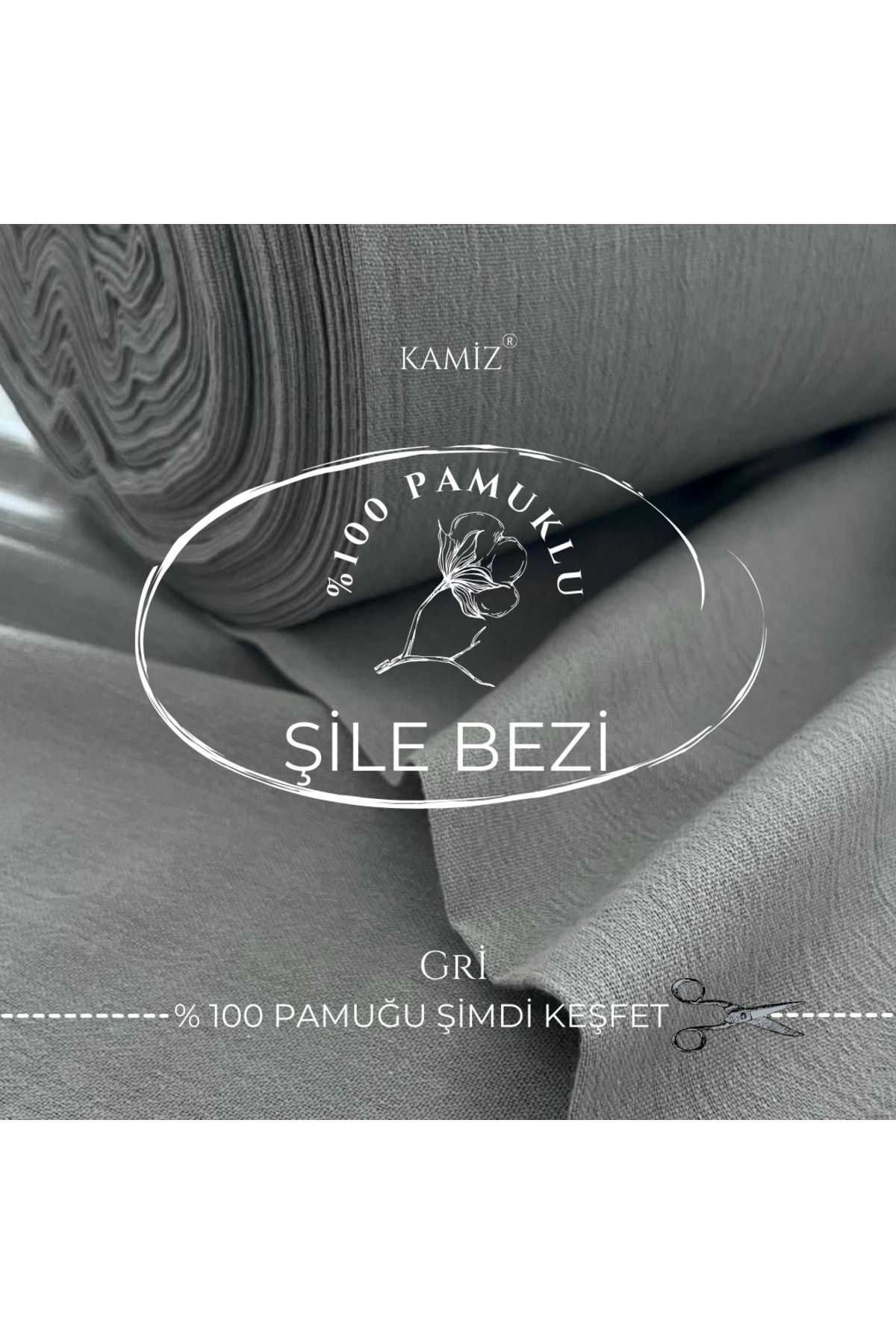 %100 Pamuklu Şile Bezi - Gri - Gri - 100 x 140