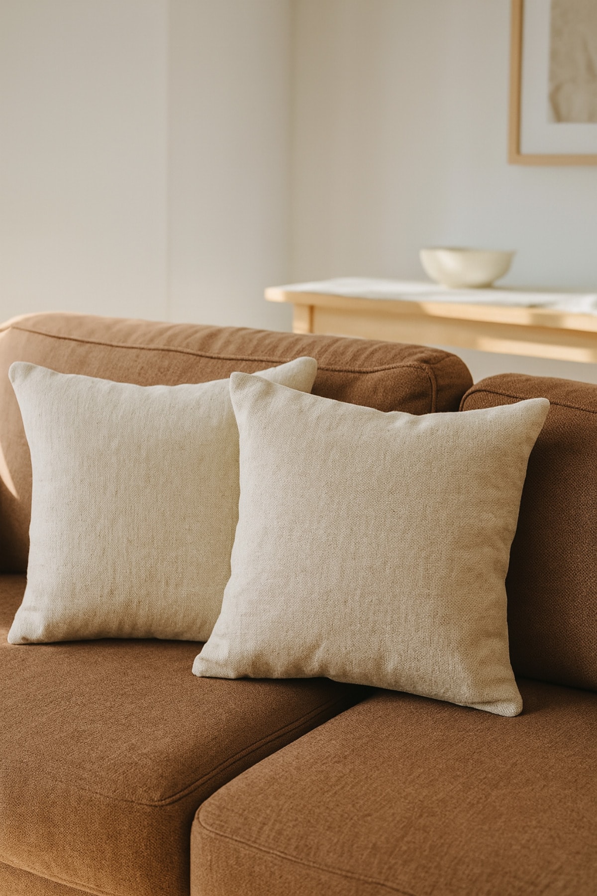 Bohem Pamuk Keten Kırlent Kılıfı (2'li Set) - Doğal Bej - 43 x 43