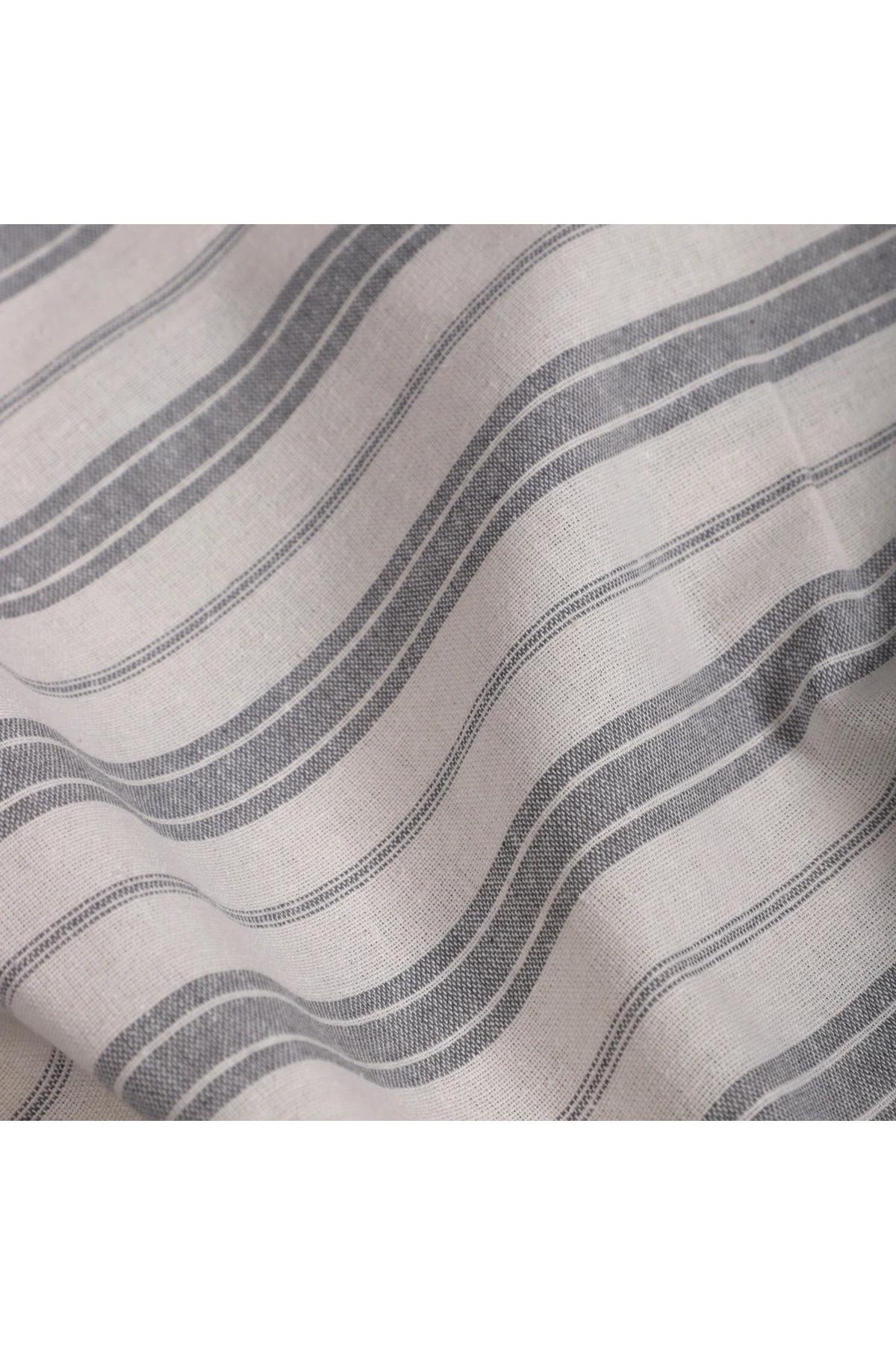 Çizgili Keten Kumaş - Gri - Gri - 100 x 230
