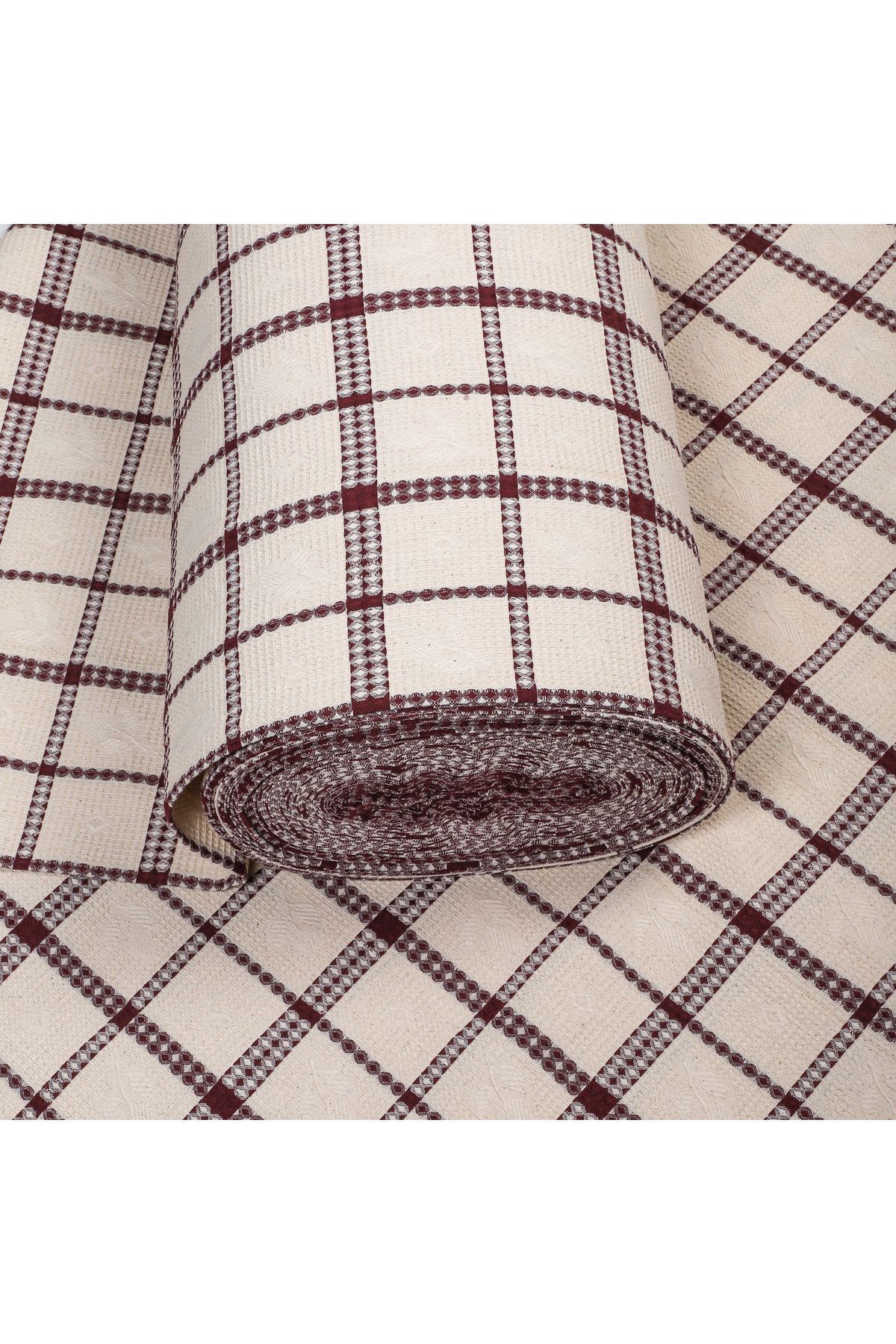 Bordo Çay Desenli Pike Kumaşı - Bordo - 100 x 240