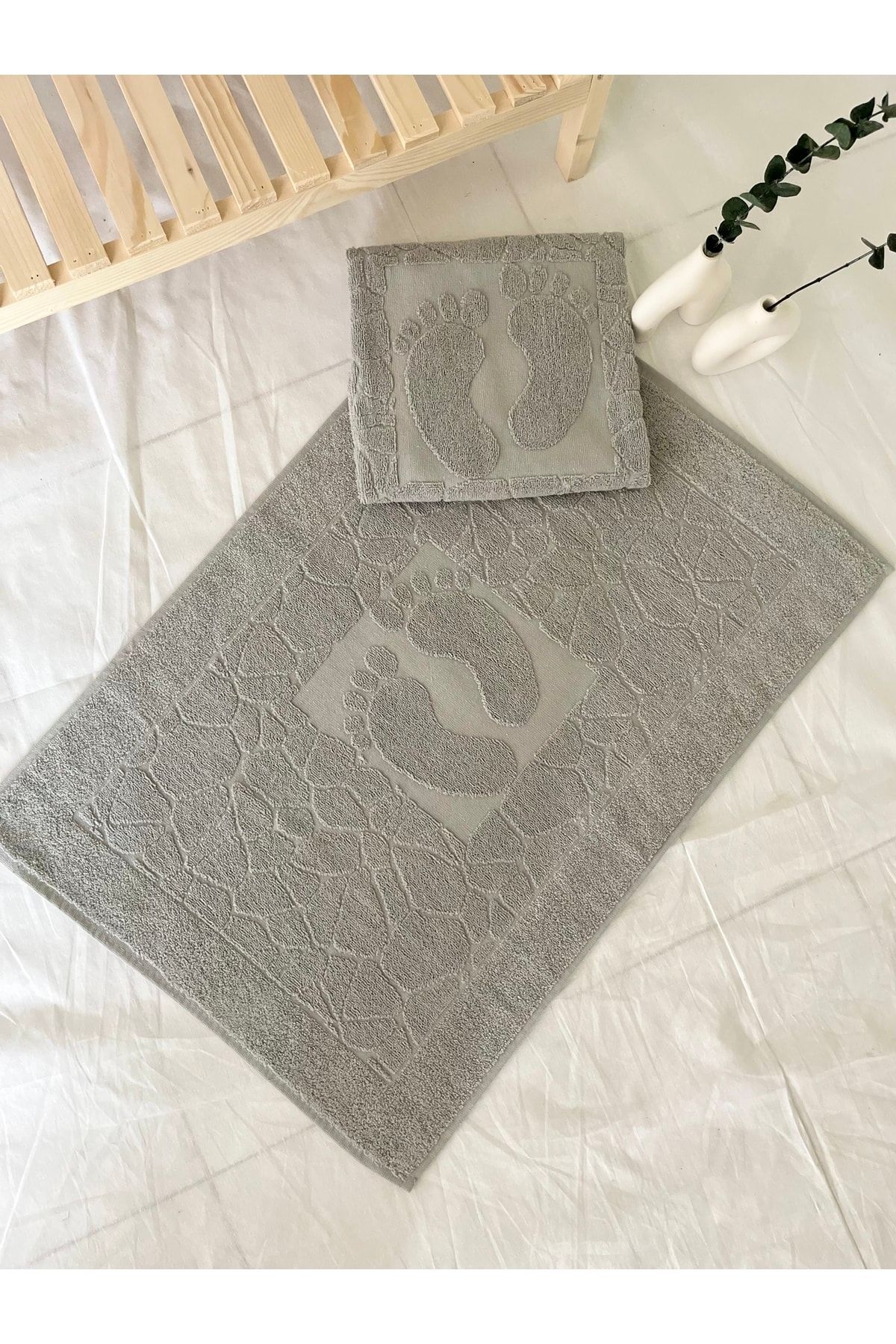 Pamuklu Banyo Paspası / Ayak Havlusu - Gri - 50 x 70