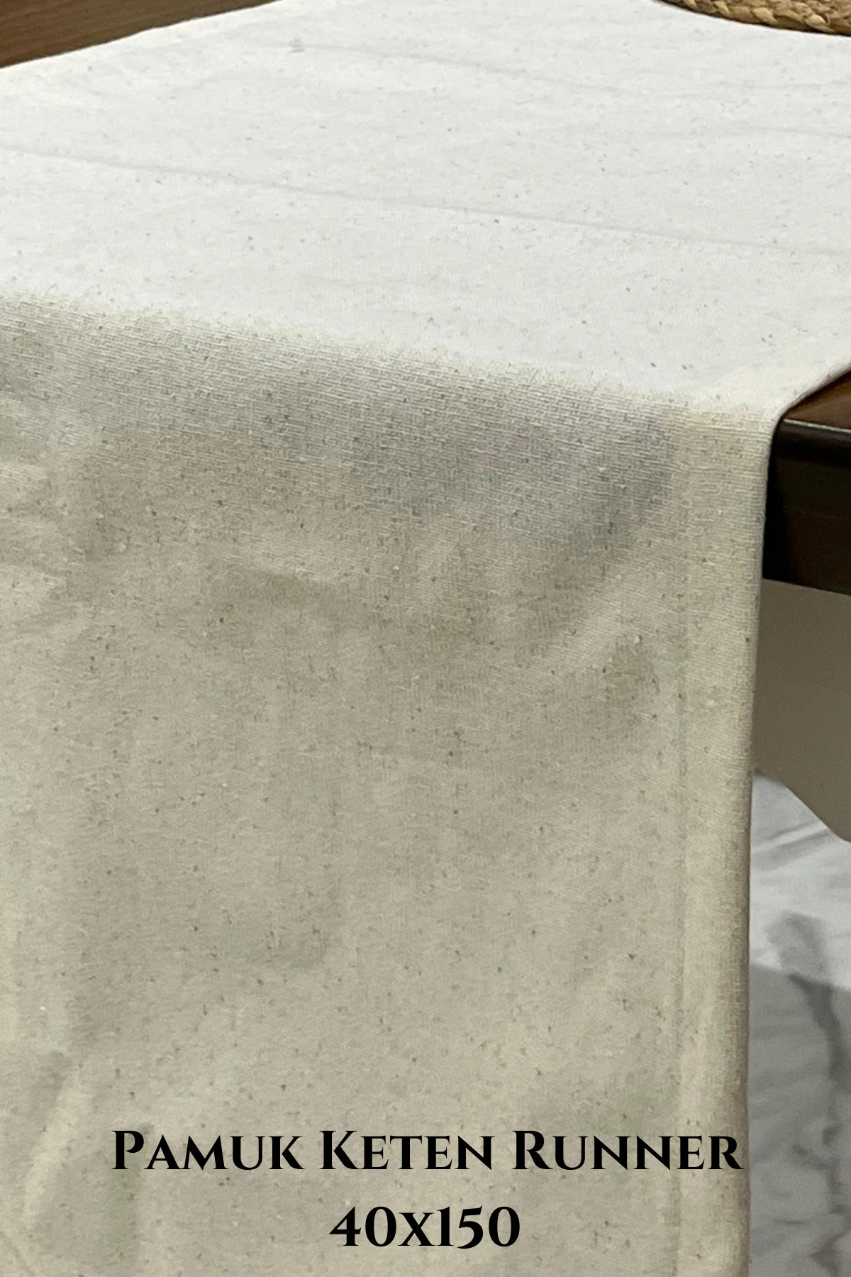 Pamuk Keten Runner - Bej - 40 x 150