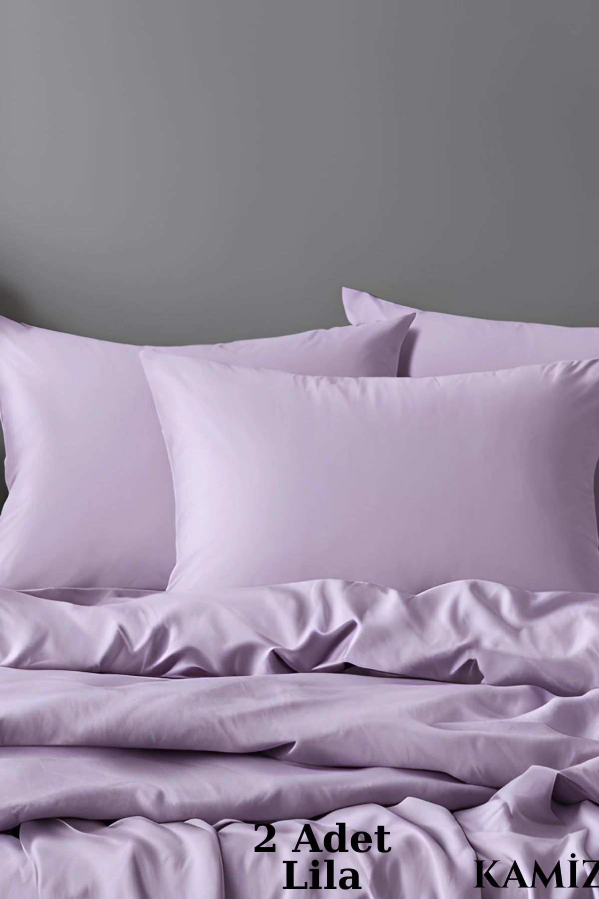 Pamuklu Yastık Kılıfı - 2 Adet - Lila - 50 x 70