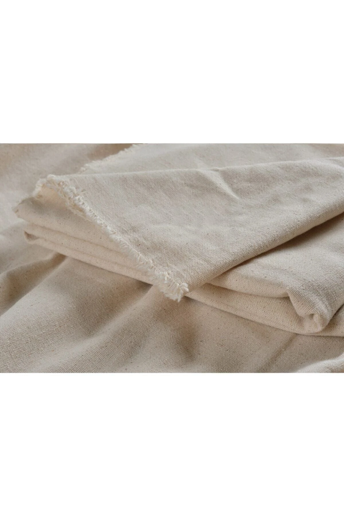 Doğal Keten Pamuk Kumaş - Beyaz - 100 x 220