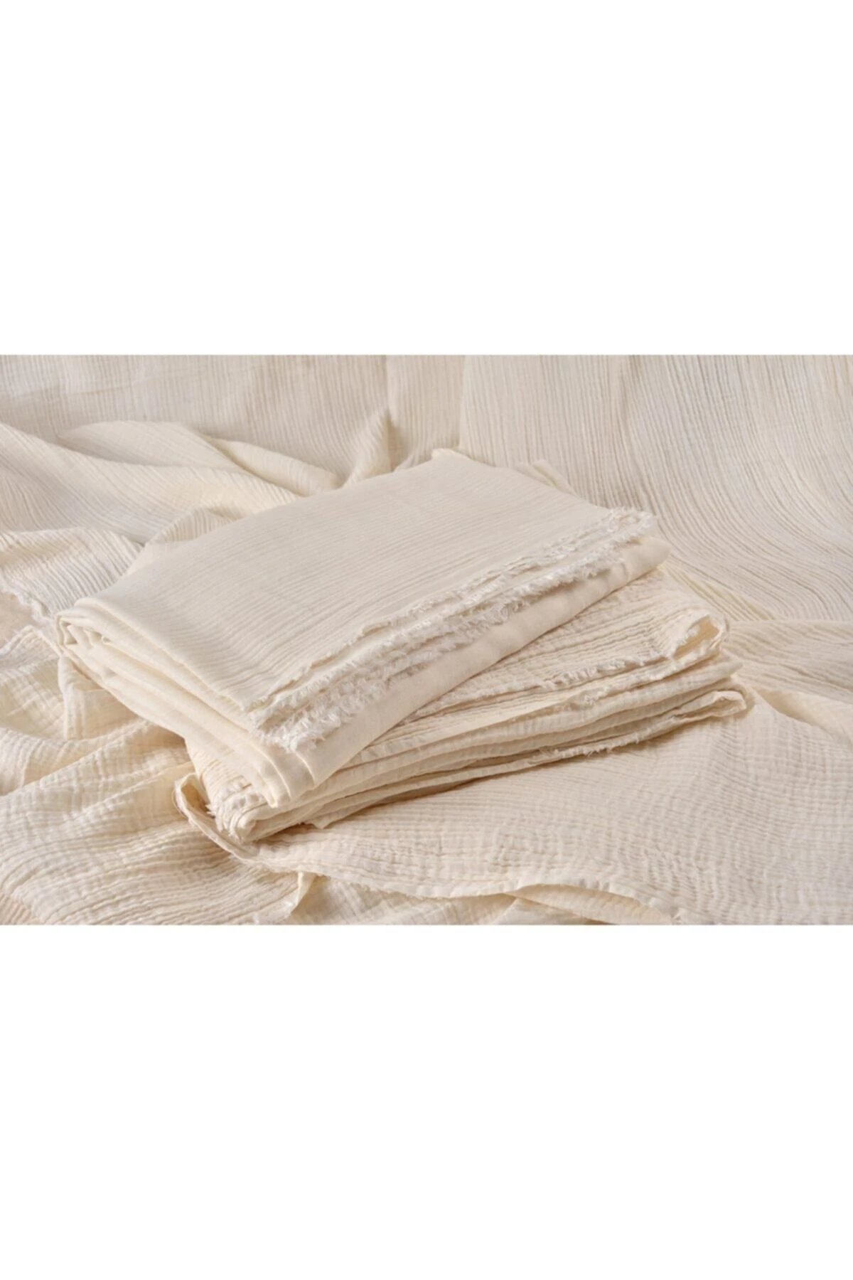 Çift Katlı Ham Müslin Kumaş - Krem - 100 x 150