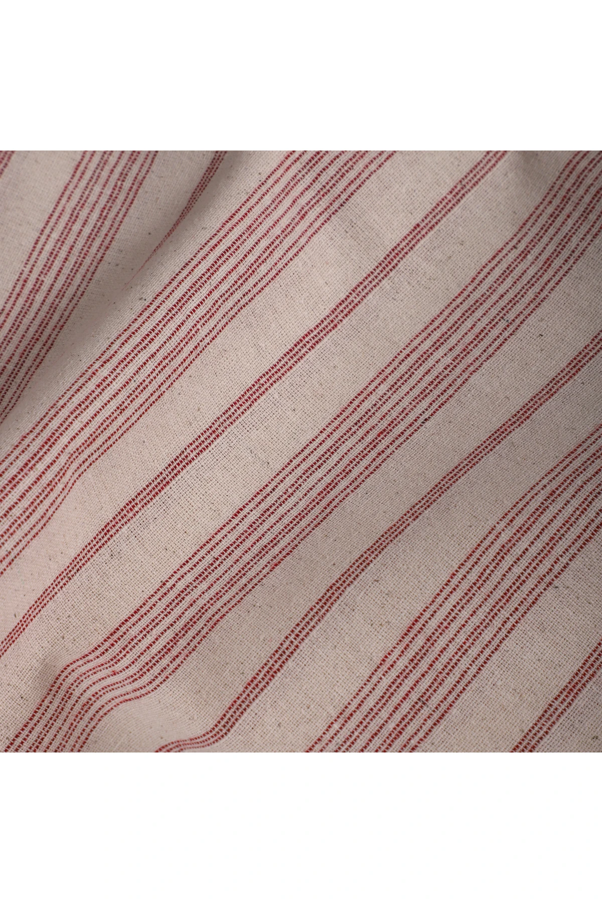 Çizgili Keten Kumaş - Bordo - BORDO - 100 x 230