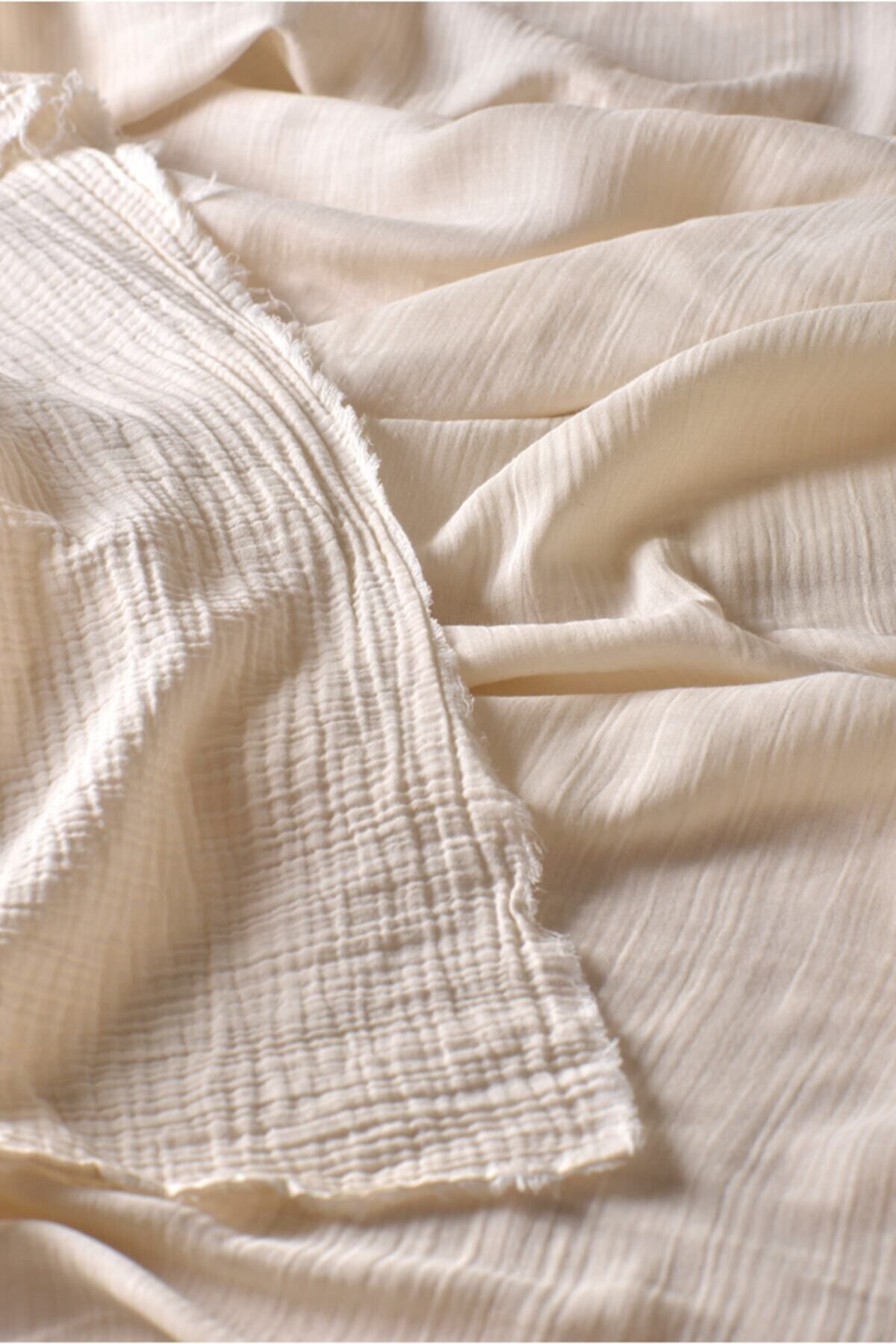 Çift Katlı Ham Müslin Kumaş - Krem - 100 x 150