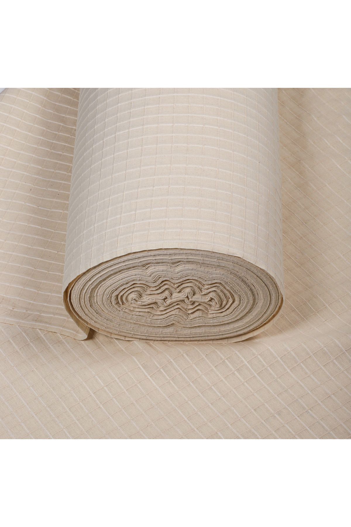 Kare Desenli Ham Monika Kumaş - Bej - 100 x 170