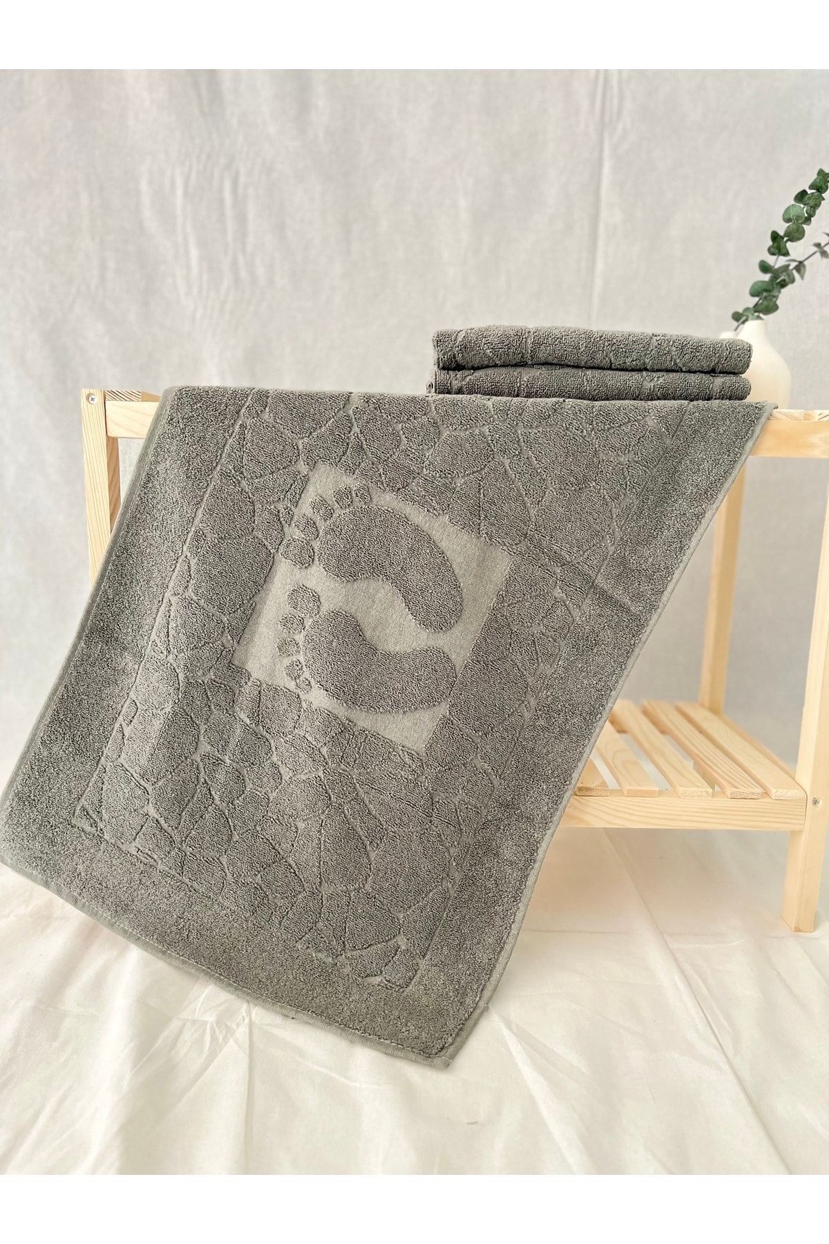 Pamuklu Banyo Paspası / Ayak Havlusu - Antrasit - 50 x 70